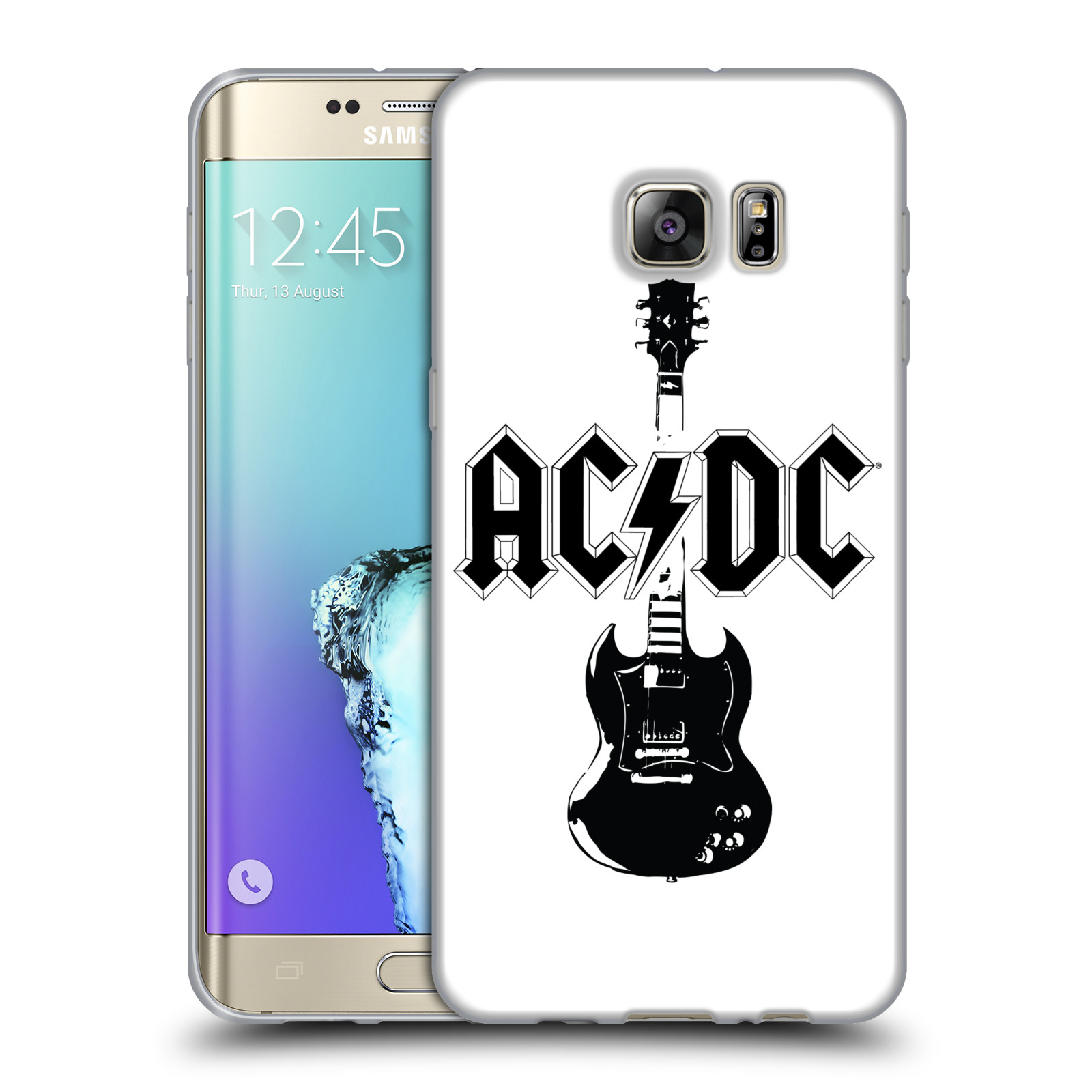 HEAD CASE silikonový obal na mobil Samsung Galaxy S6 EDGE PLUS rocková skupina ACDC kytara černá a bílá