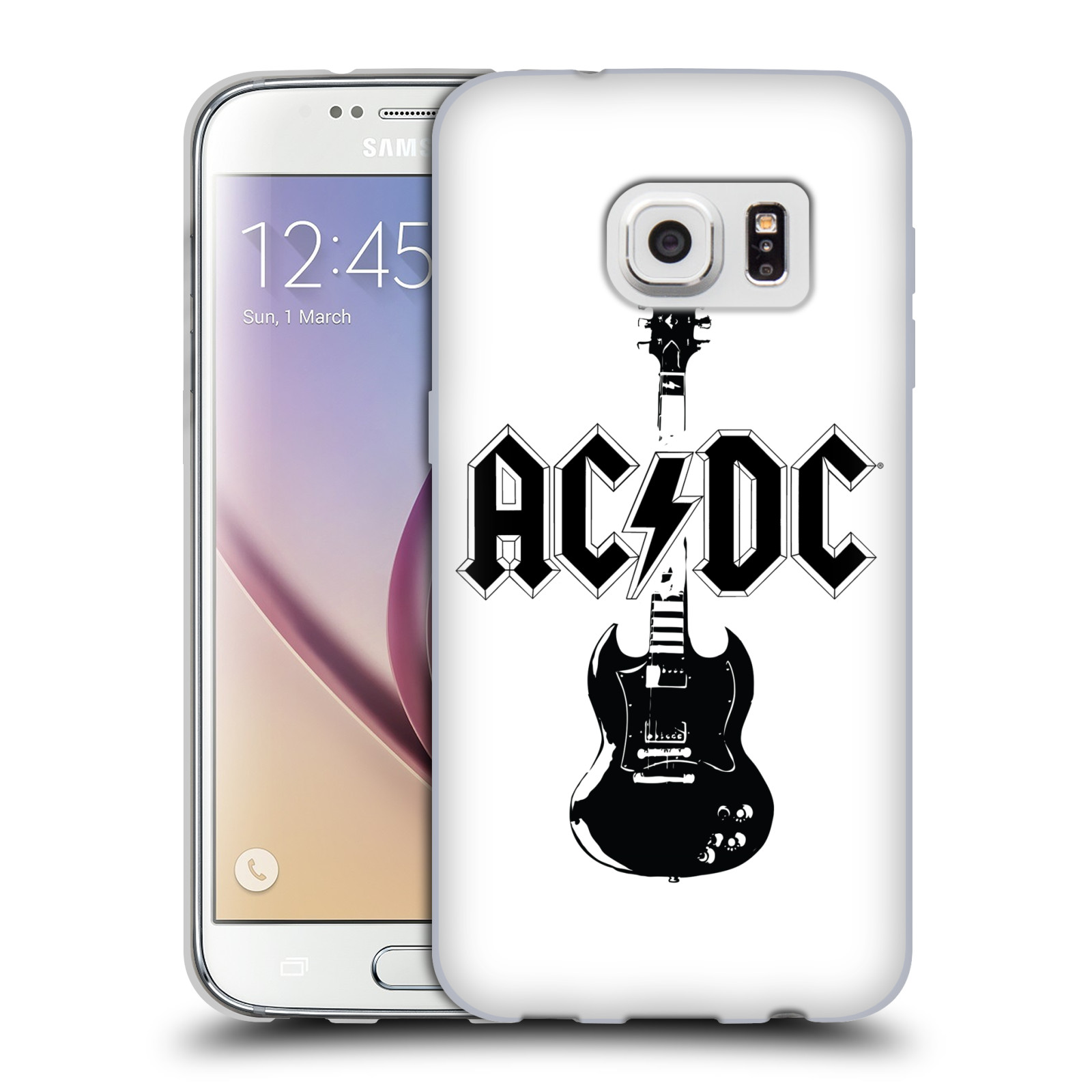 HEAD CASE silikonový obal na mobil Samsung Galaxy S7 rocková skupina ACDC kytara černá a bílá