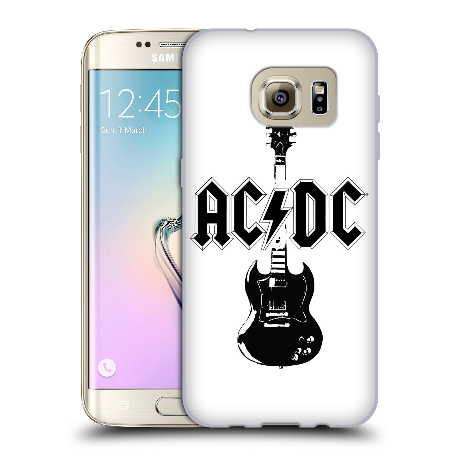 HEAD CASE silikonový obal na mobil Samsung Galaxy S7 EDGE rocková skupina ACDC kytara černá a bílá