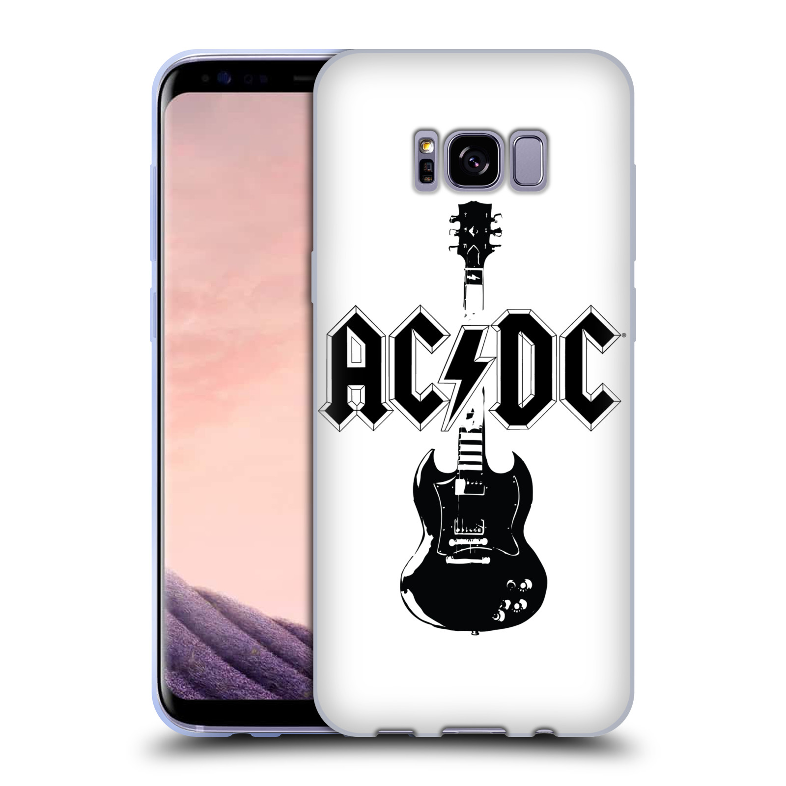 HEAD CASE silikonový obal na mobil Samsung Galaxy S8 PLUS rocková skupina ACDC kytara černá a bílá