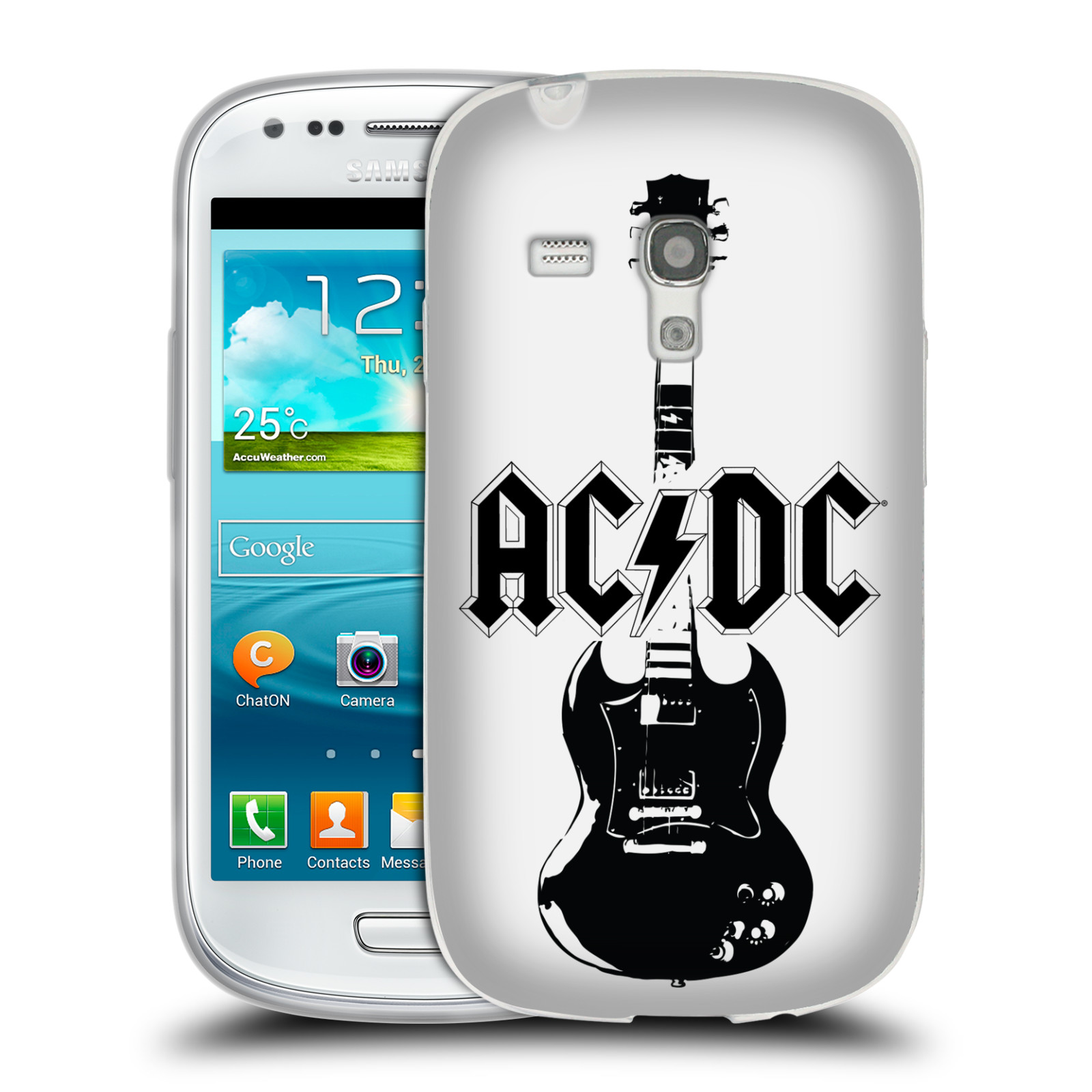 HEAD CASE silikonový obal na mobil Samsung Galaxy S3 MINI rocková skupina ACDC kytara černá a bílá