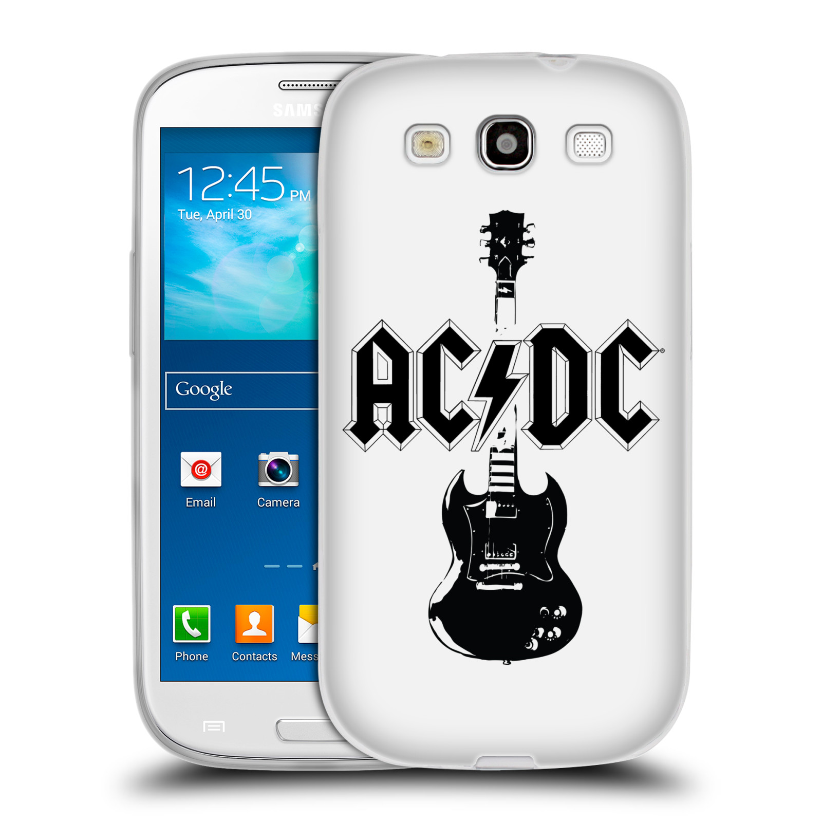 HEAD CASE silikonový obal na mobil Samsung Galaxy S3 rocková skupina ACDC kytara černá a bílá