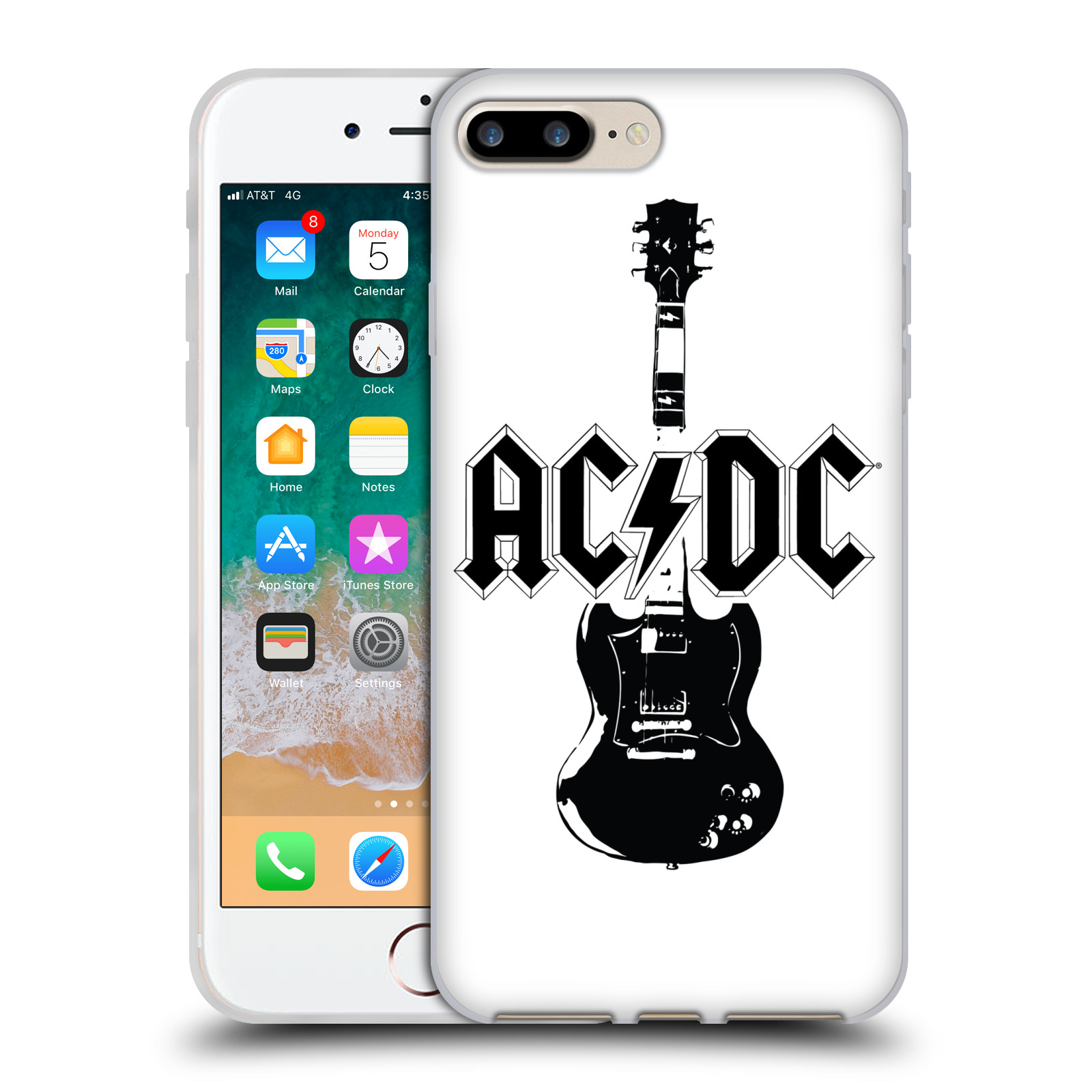 HEAD CASE silikonový obal na mobil Apple Iphone 7 PLUS rocková skupina ACDC kytara černá a bílá
