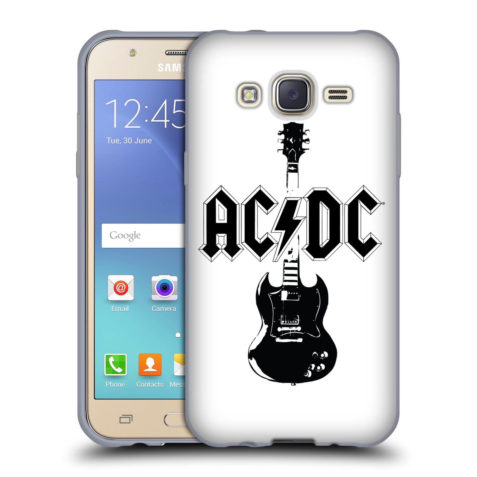 HEAD CASE silikonový obal na mobil Samsung Galaxy J5 2015 (J500) rocková skupina ACDC kytara černá a bílá