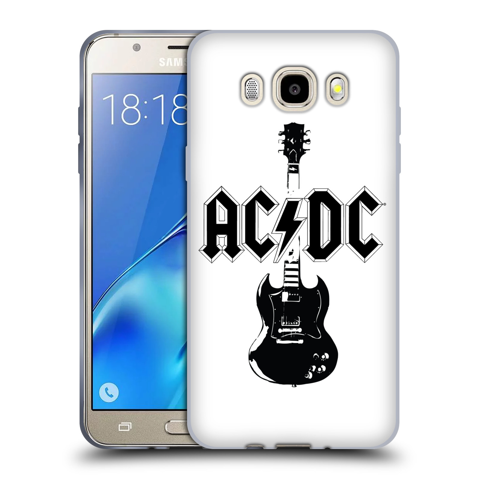 HEAD CASE silikonový obal na mobil Samsung Galaxy J5 2016 (J510) rocková skupina ACDC kytara černá a bílá