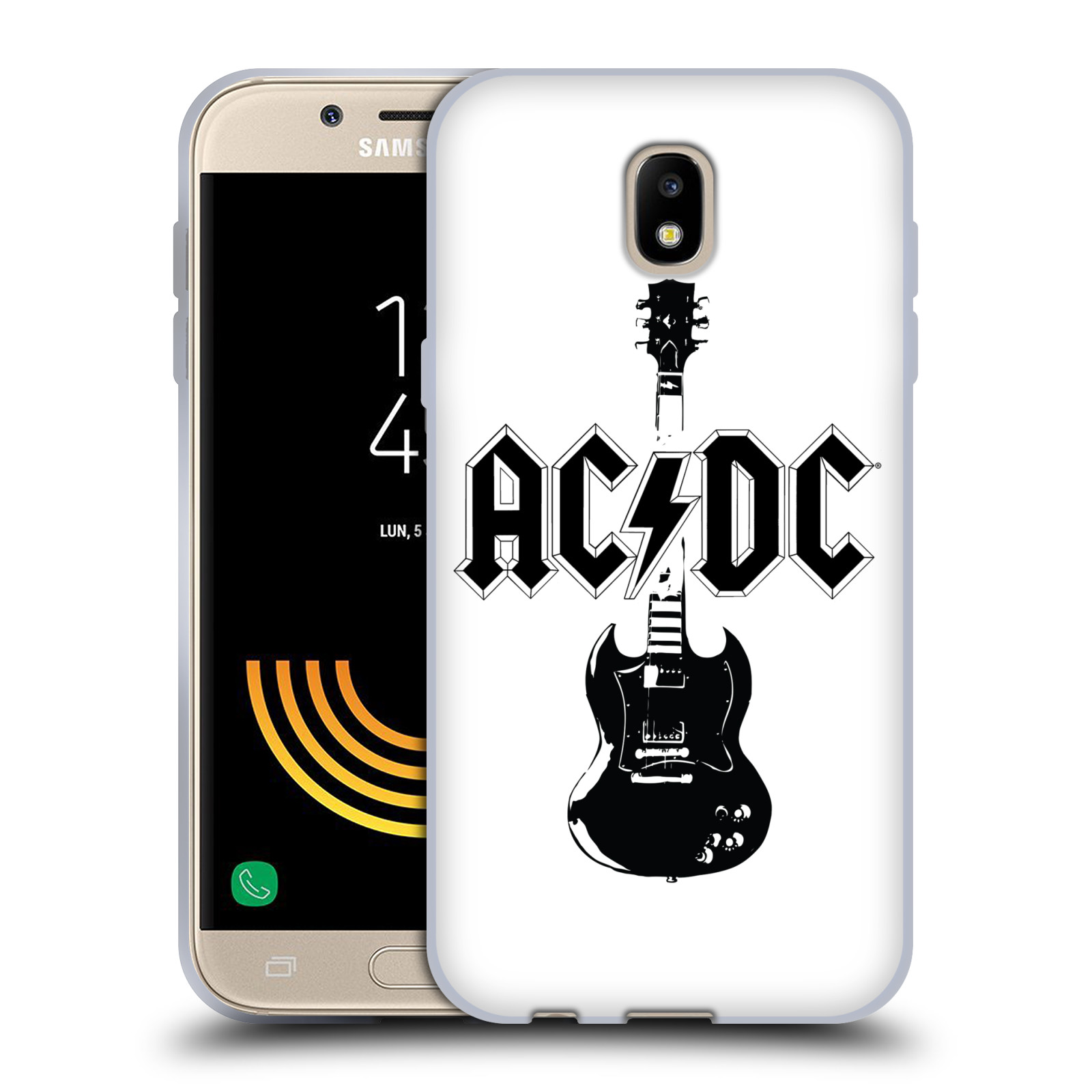 HEAD CASE silikonový obal na mobil Samsung Galaxy J5 2017 rocková skupina ACDC kytara černá a bílá