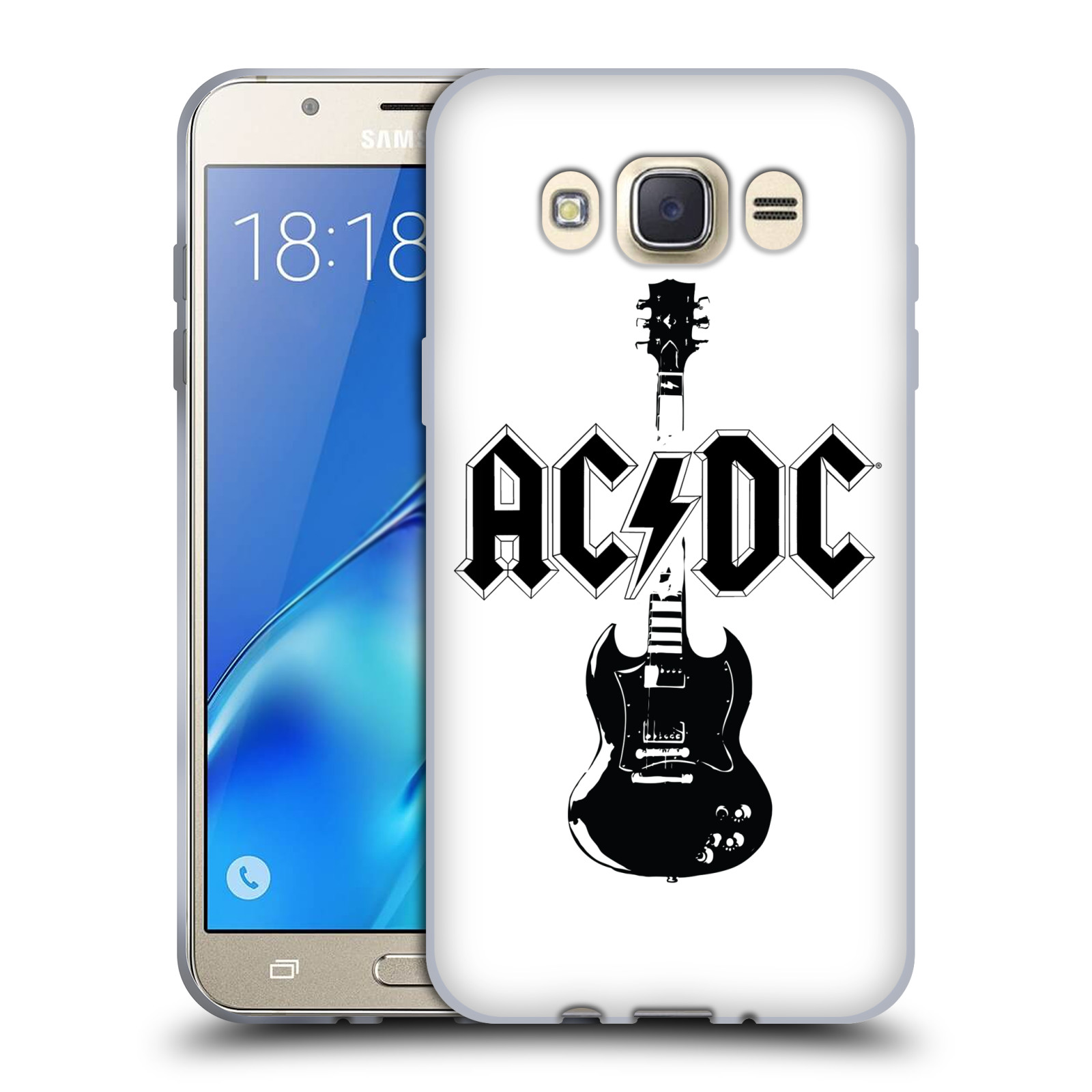 HEAD CASE silikonový obal na mobil Samsung Galaxy J7 2016 rocková skupina ACDC kytara černá a bílá