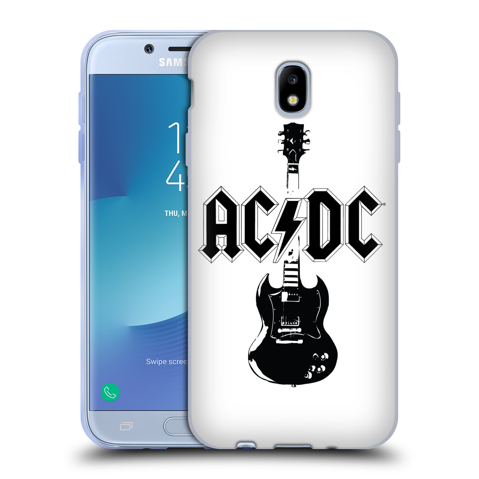 HEAD CASE silikonový obal na mobil Samsung Galaxy J7 2017 rocková skupina ACDC kytara černá a bílá