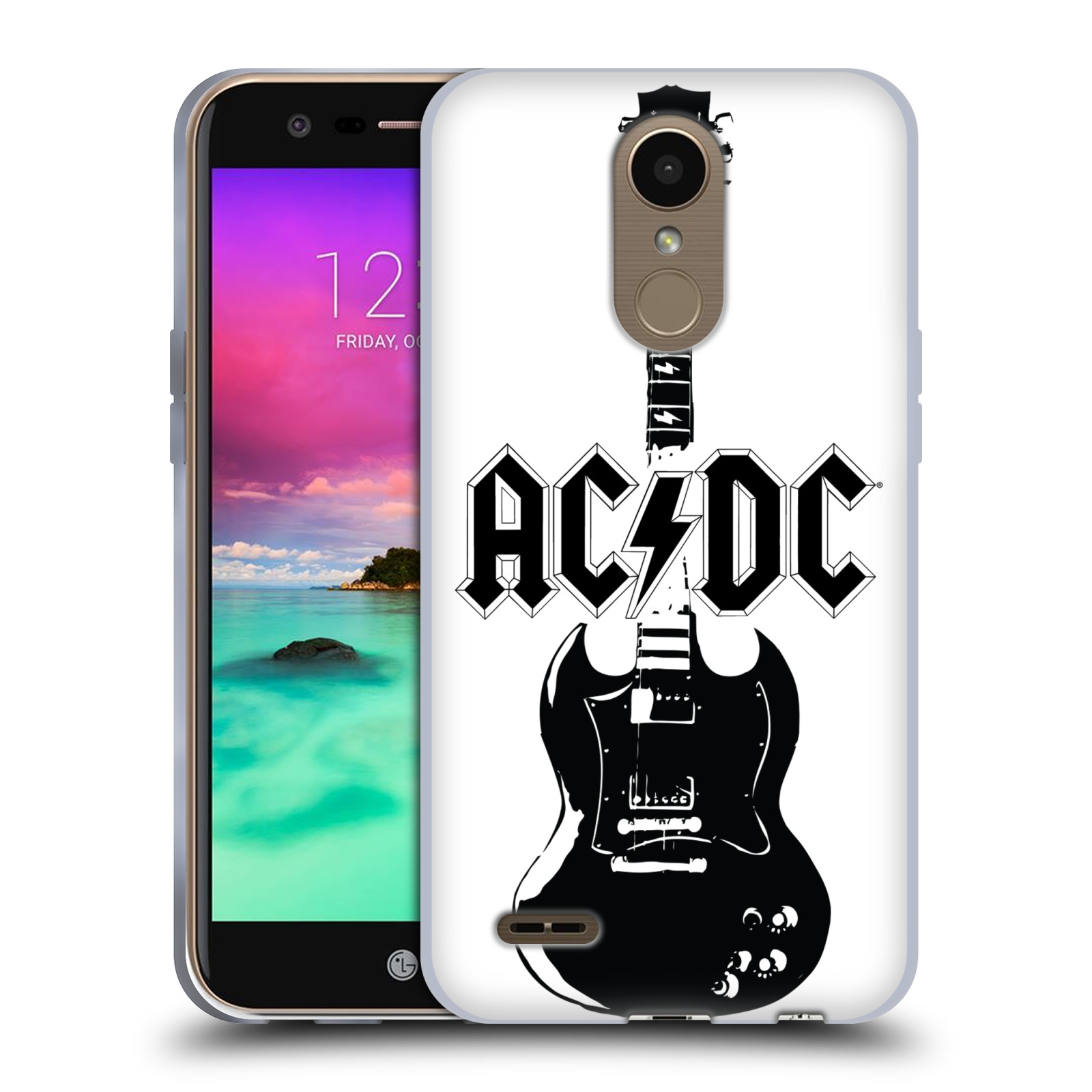 HEAD CASE silikonový obal na mobil LG K10 2017 / K10 2017 DUAL SIM rocková skupina ACDC kytara černá a bílá