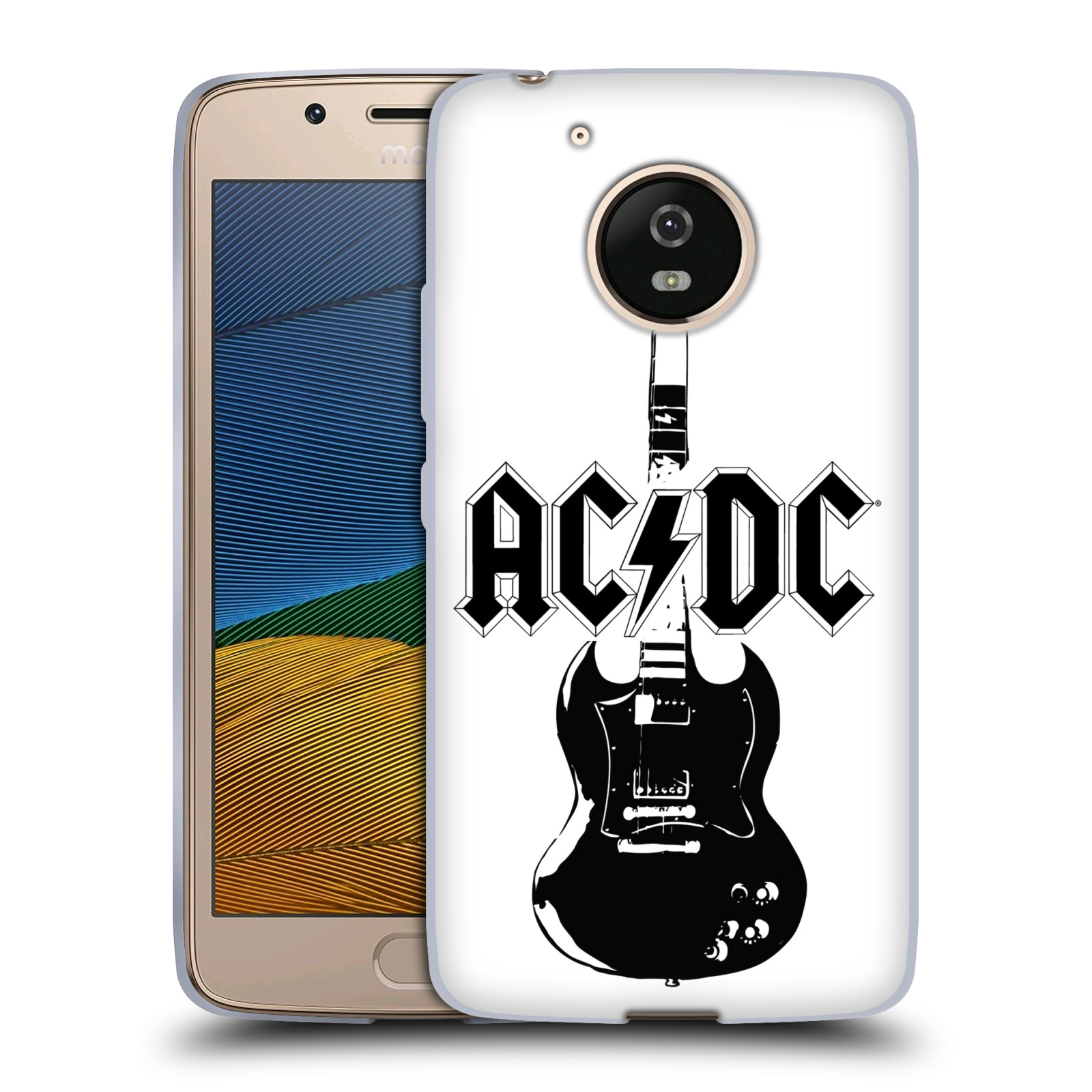 HEAD CASE silikonový obal na mobil Lenovo Moto G5 rocková skupina ACDC kytara černá a bílá