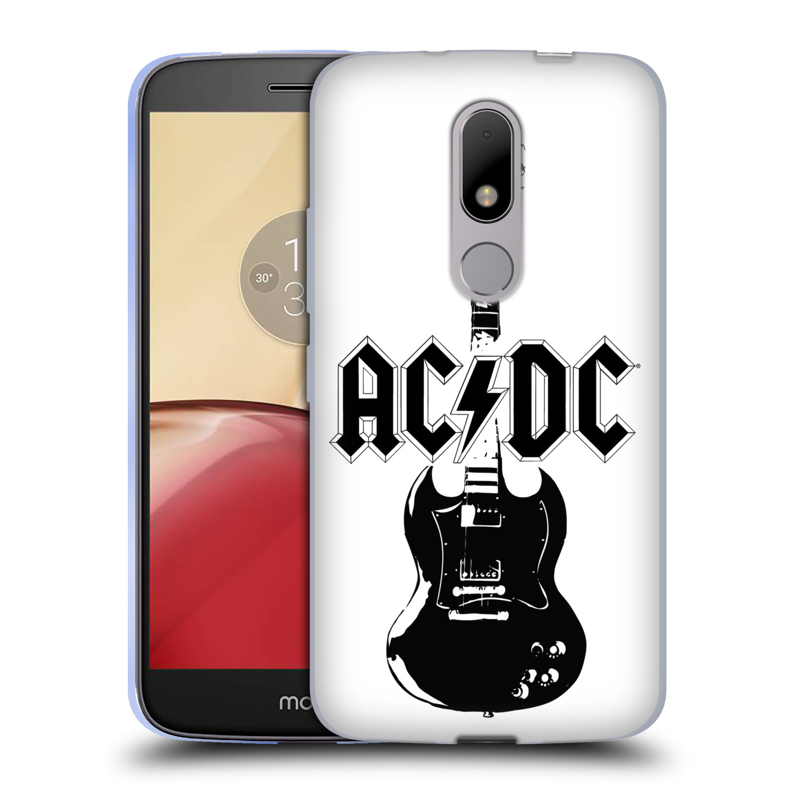 HEAD CASE silikonový obal na mobil Lenovo Moto M rocková skupina ACDC kytara černá a bílá