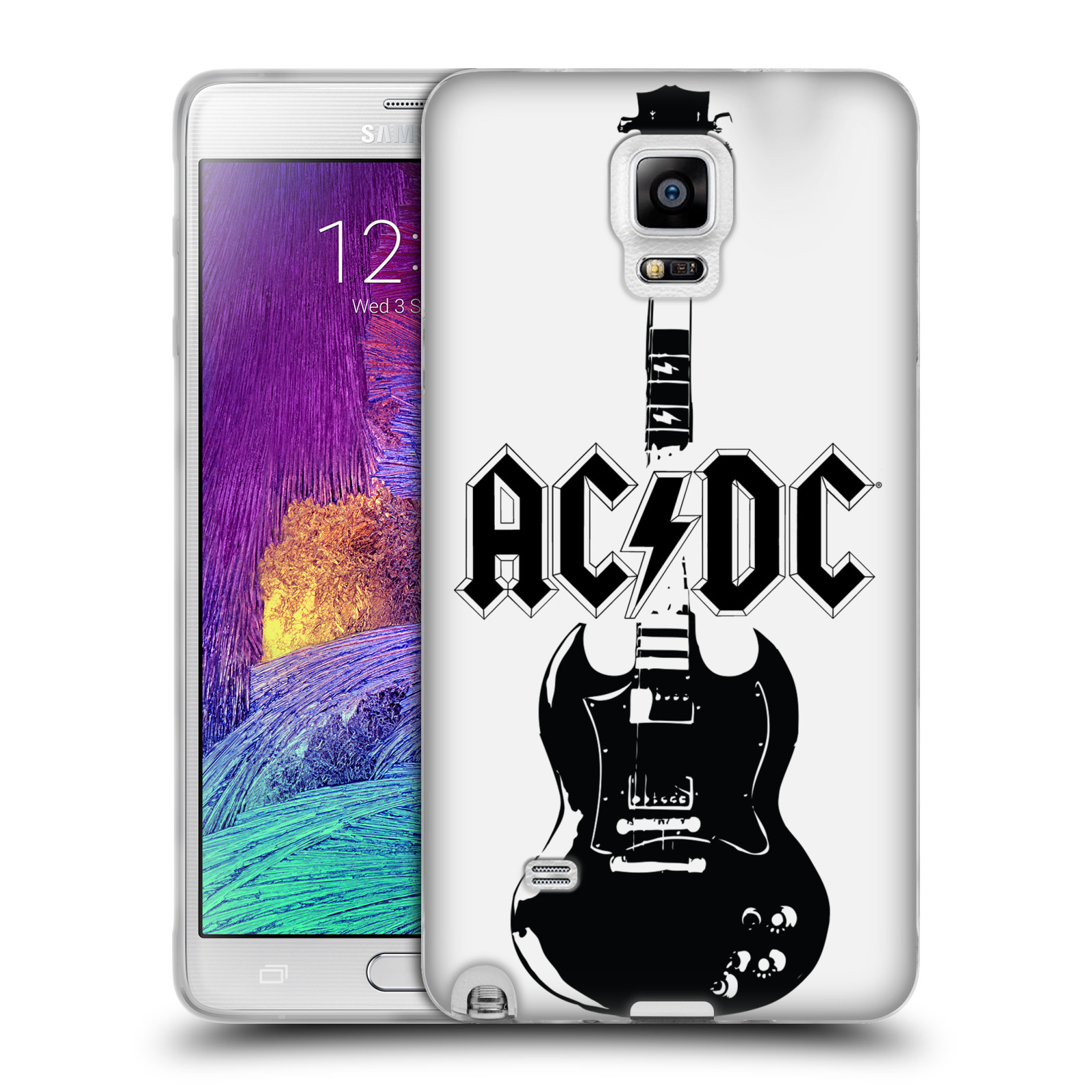HEAD CASE silikonový obal na mobil Samsung Galaxy Note 4 rocková skupina ACDC kytara černá a bílá