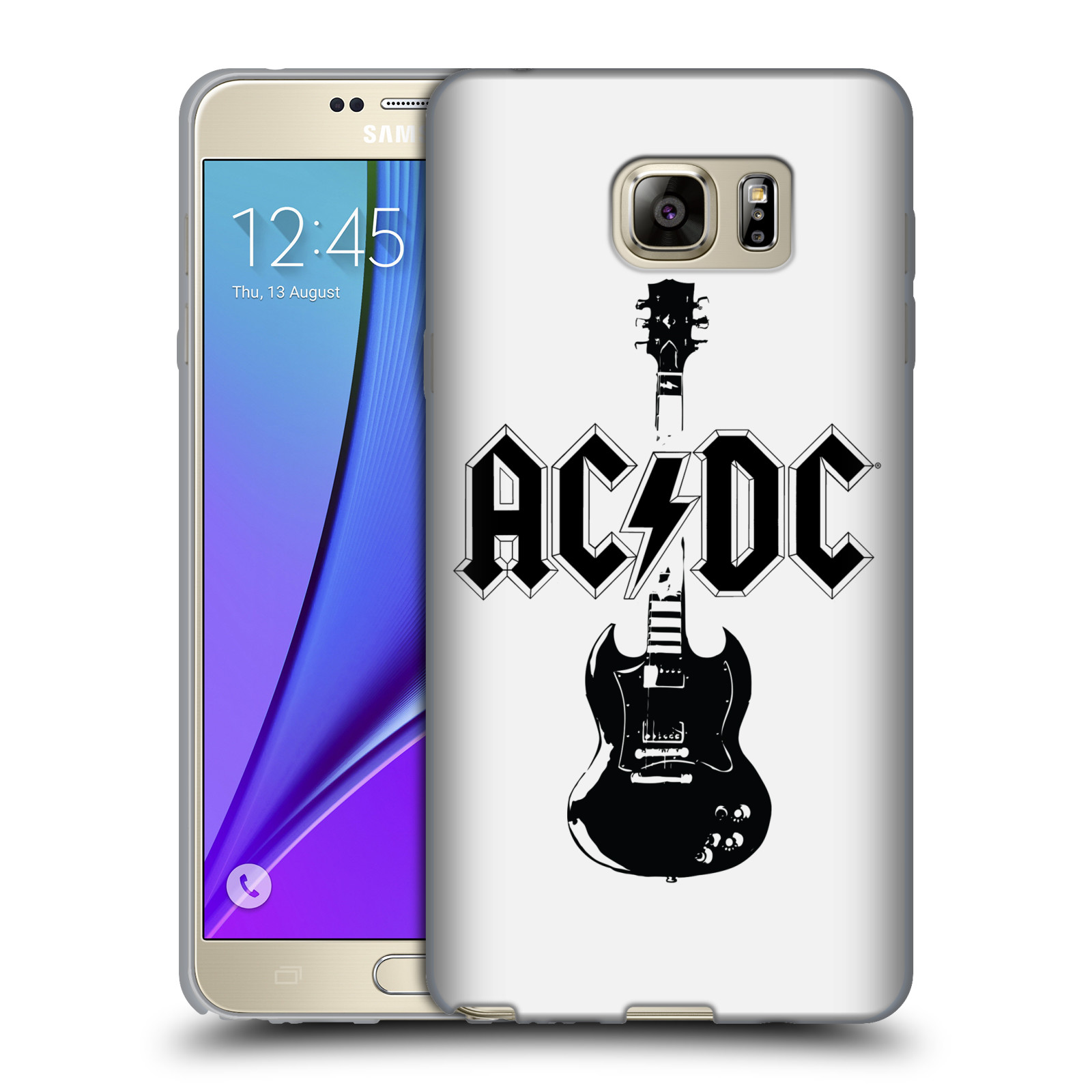 HEAD CASE silikonový obal na mobil Samsung Galaxy Note 5 rocková skupina ACDC kytara černá a bílá