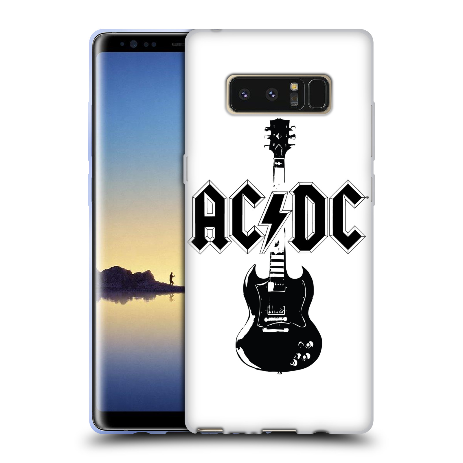 HEAD CASE silikonový obal na mobil Samsung Galaxy Note 8 rocková skupina ACDC kytara černá a bílá