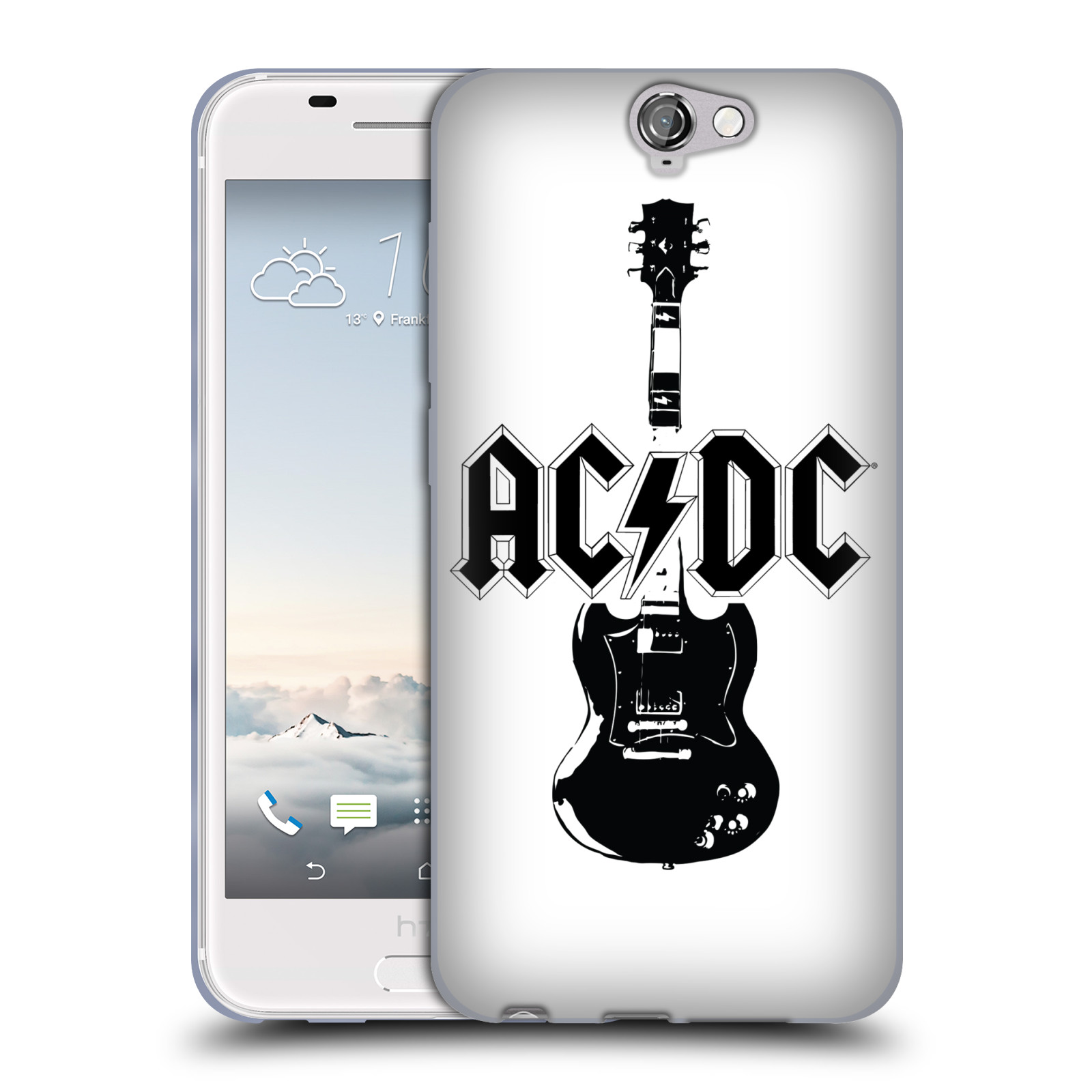 HEAD CASE silikonový obal na mobil HTC One A9 rocková skupina ACDC kytara černá a bílá