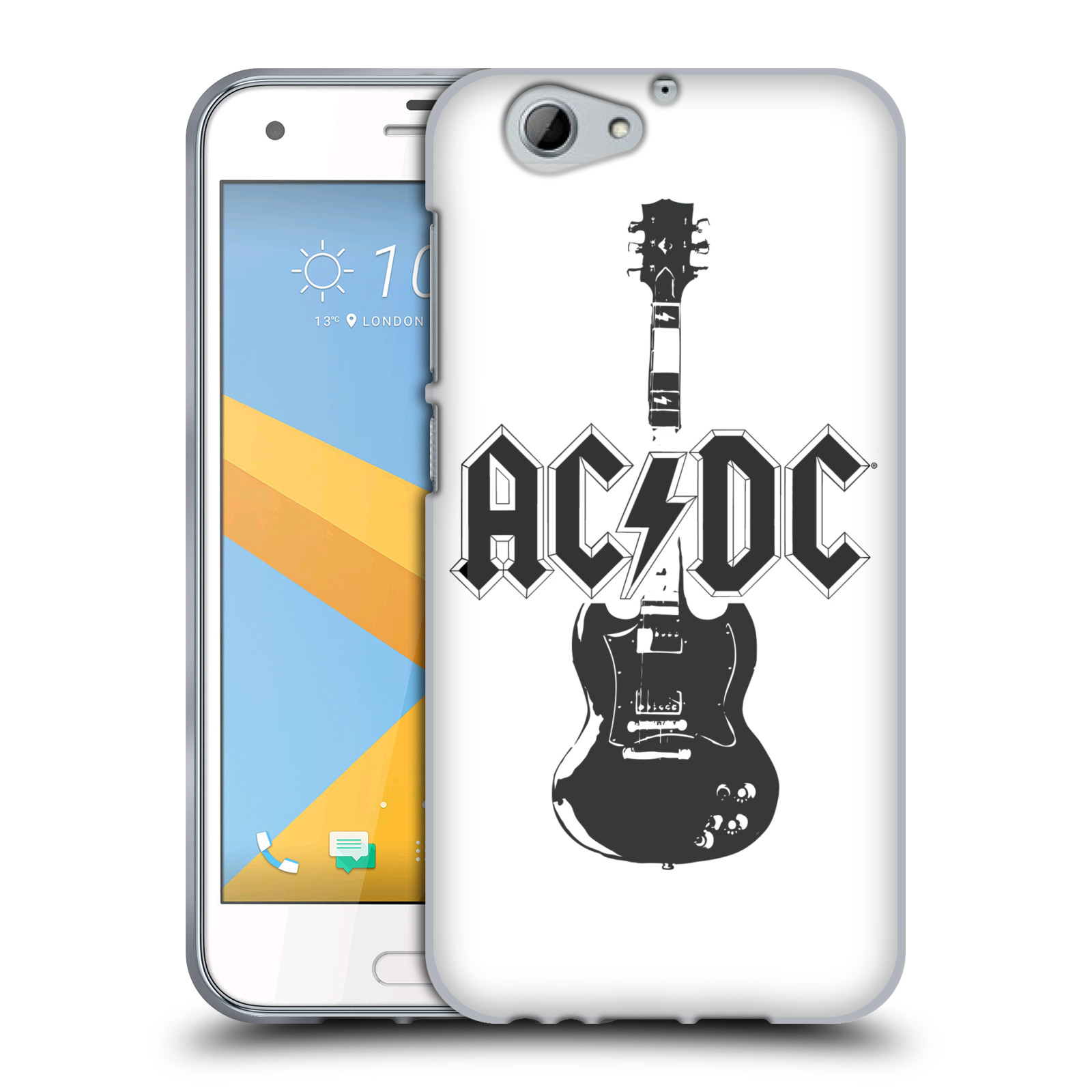 HEAD CASE silikonový obal na mobil HTC One A9s rocková skupina ACDC kytara černá a bílá