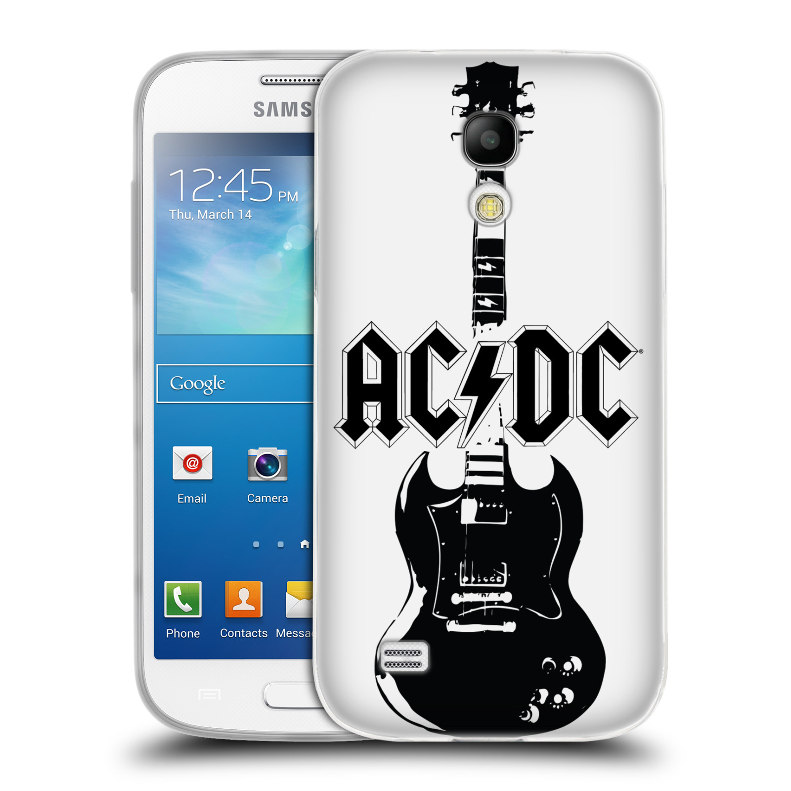 HEAD CASE silikonový obal na mobil Samsung Galaxy S4 MINI rocková skupina ACDC kytara černá a bílá