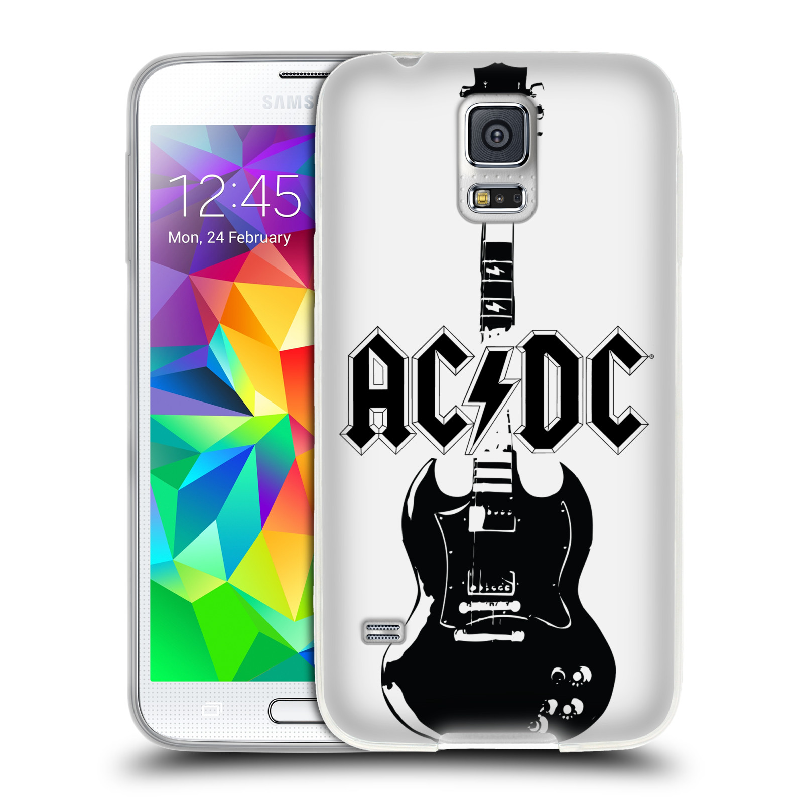 HEAD CASE silikonový obal na mobil Samsung Galaxy S5 rocková skupina ACDC kytara černá a bílá