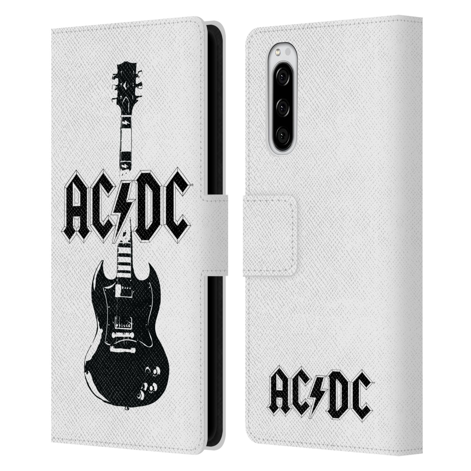 Pouzdro na mobil Sony Xperia 5 - Head Case - AC/DC - kytara bílé pozadí