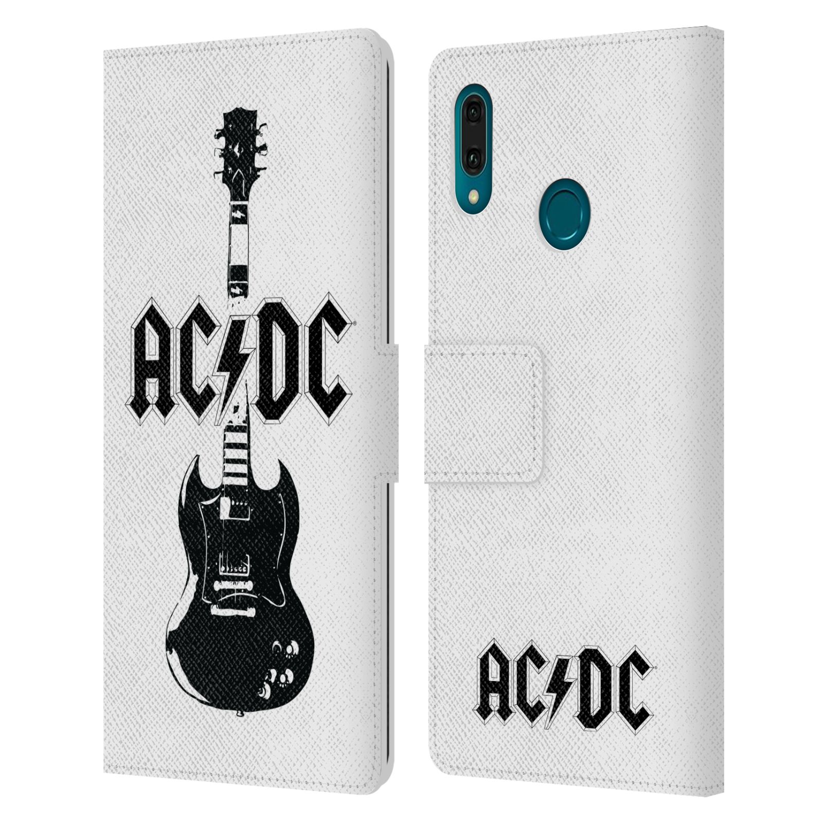 Pouzdro na mobil Huawei Y9 2019 - Head Case - AC/DC - kytara bílé pozadí