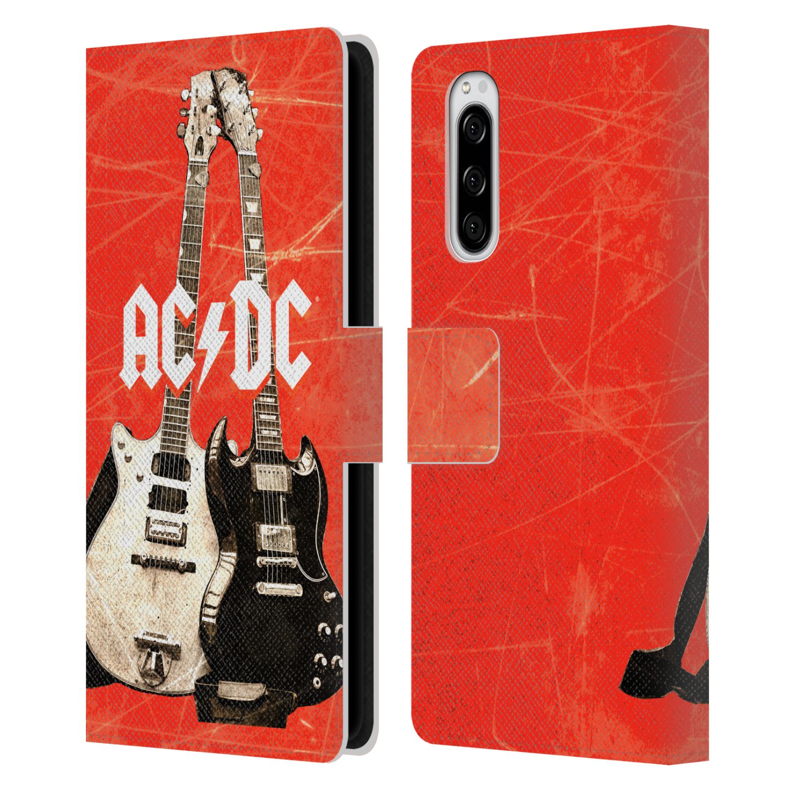 Pouzdro na mobil Sony Xperia 5 - Head Case - AC/DC - kytara červené pozadí