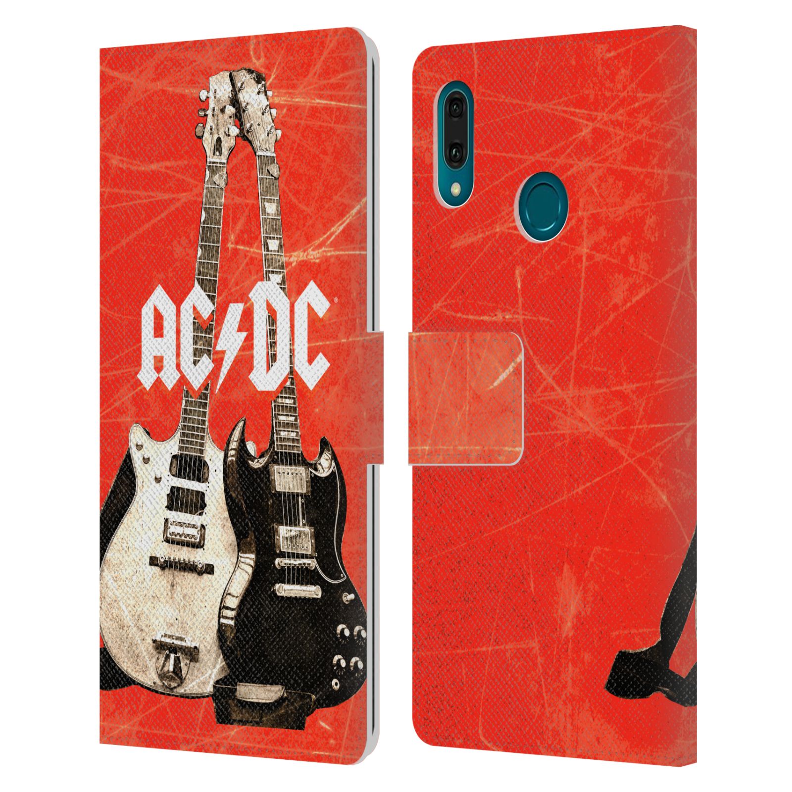 Pouzdro na mobil Huawei Y9 2019 - Head Case - AC/DC - kytara červené pozadí