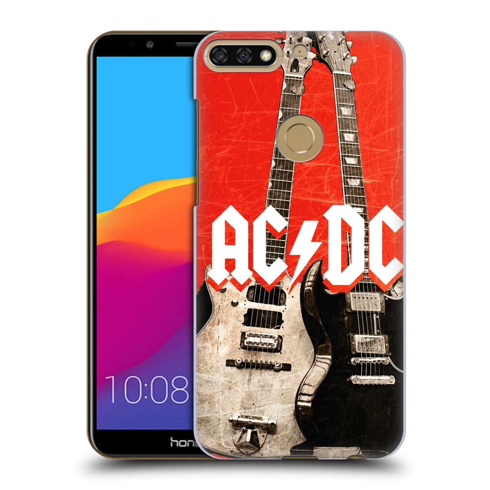 HEAD CASE plastový obal na mobil Honor 7c rocková skupina ACDC kytara červená