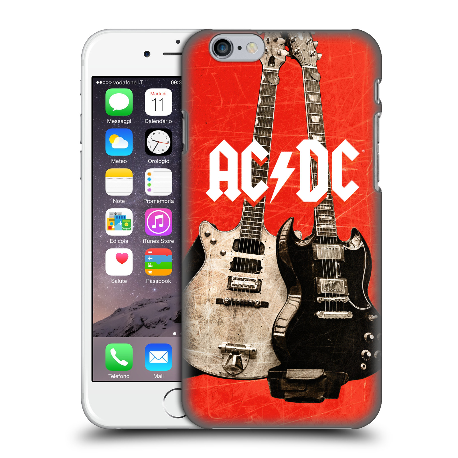 Plastové pouzdro pro mobil Apple Iphone 6/6S rocková skupina ACDC kytara červená