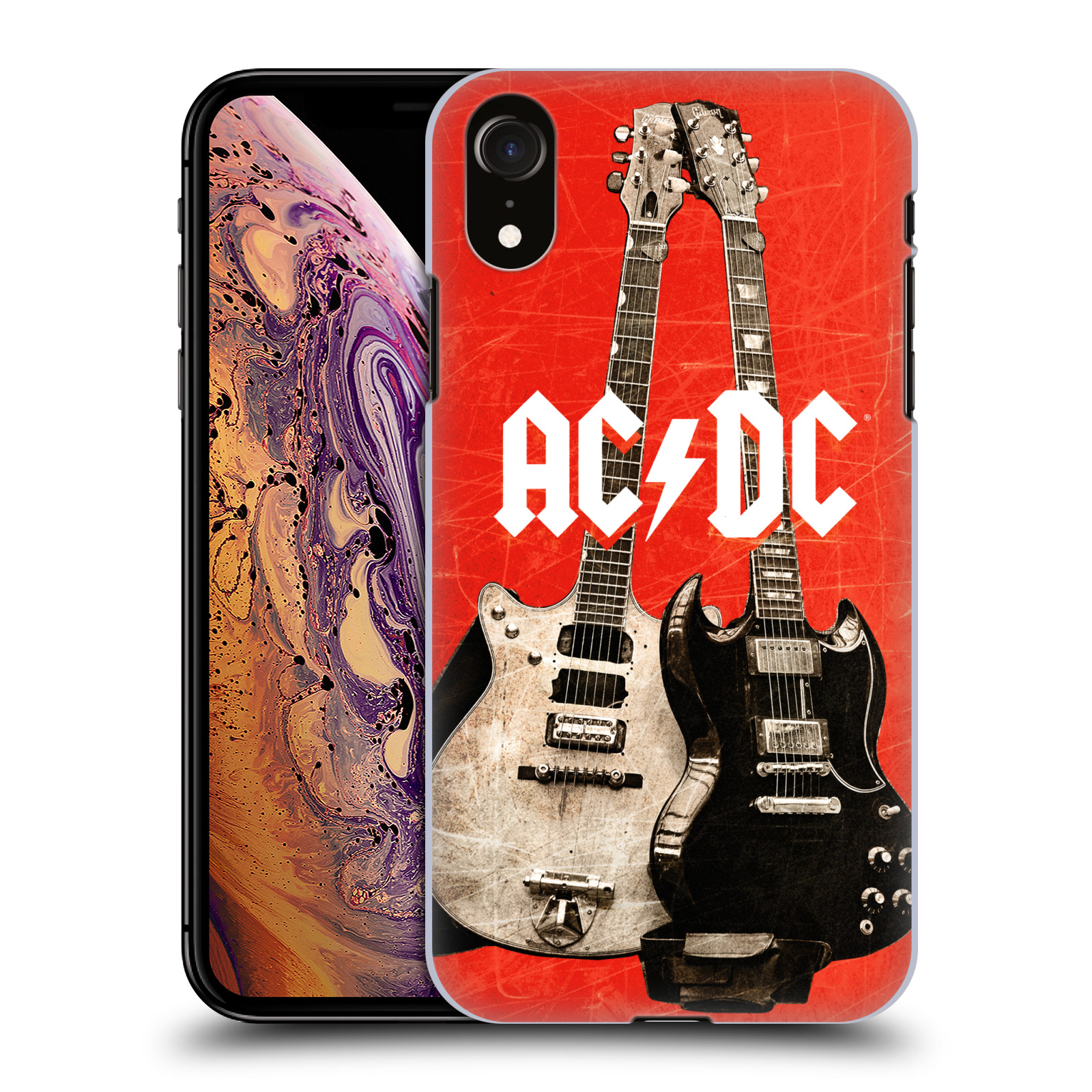 HEAD CASE plastový obal na mobil Apple Iphone XR rocková skupina ACDC kytara červená