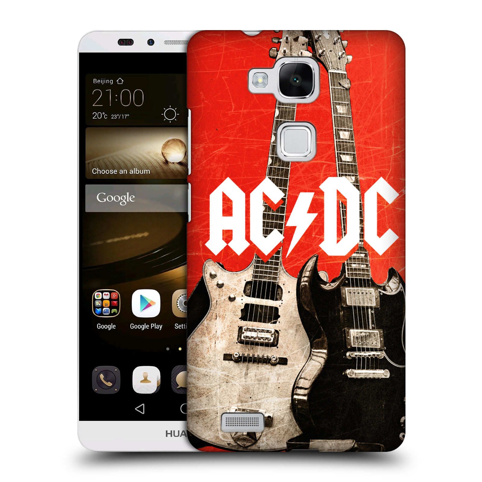 HEAD CASE plastový obal na mobil Huawei Mate 7 rocková skupina ACDC kytara červená