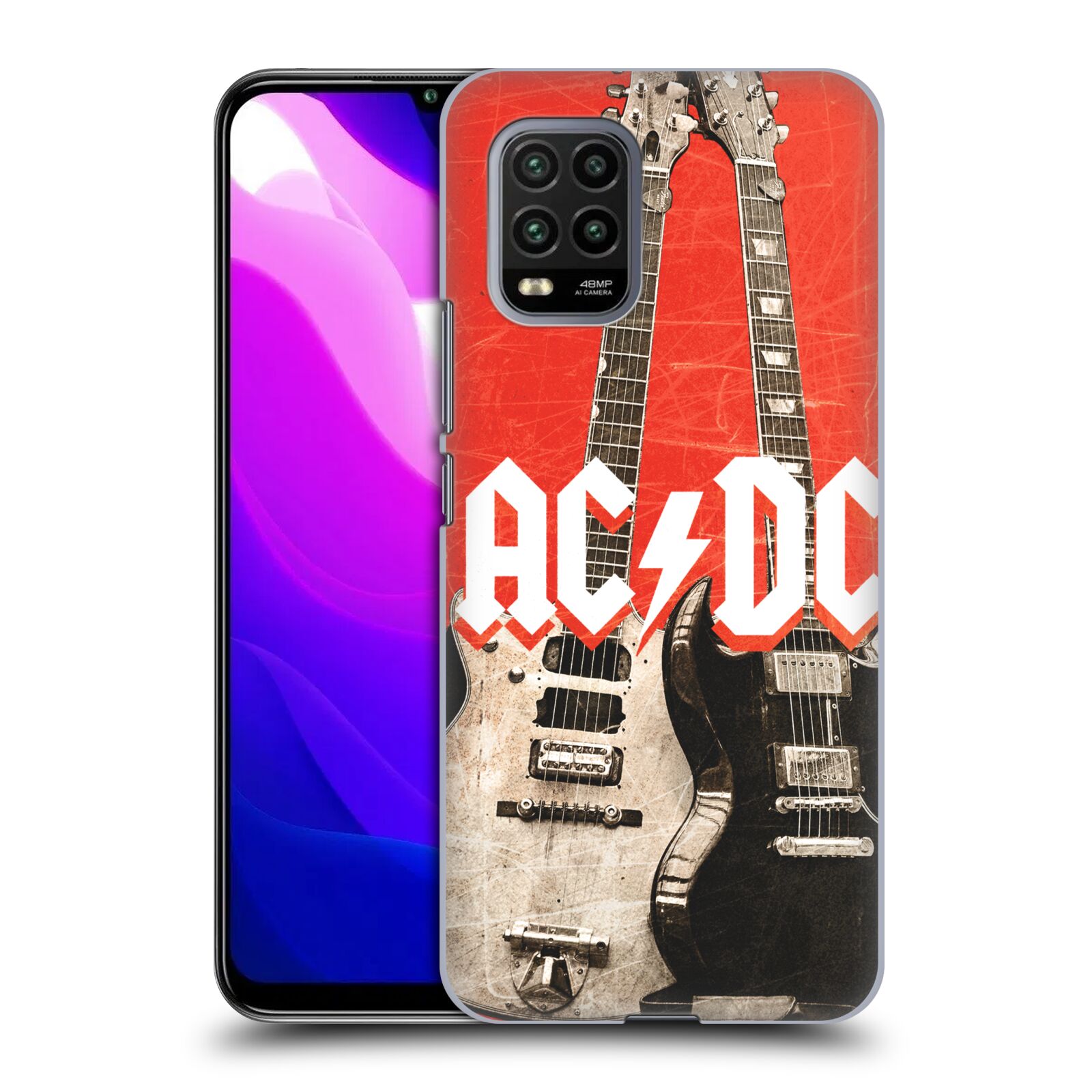 Zadní kryt, obal na mobil Xiaomi Mi 10 LITE rocková skupina ACDC kytara červená