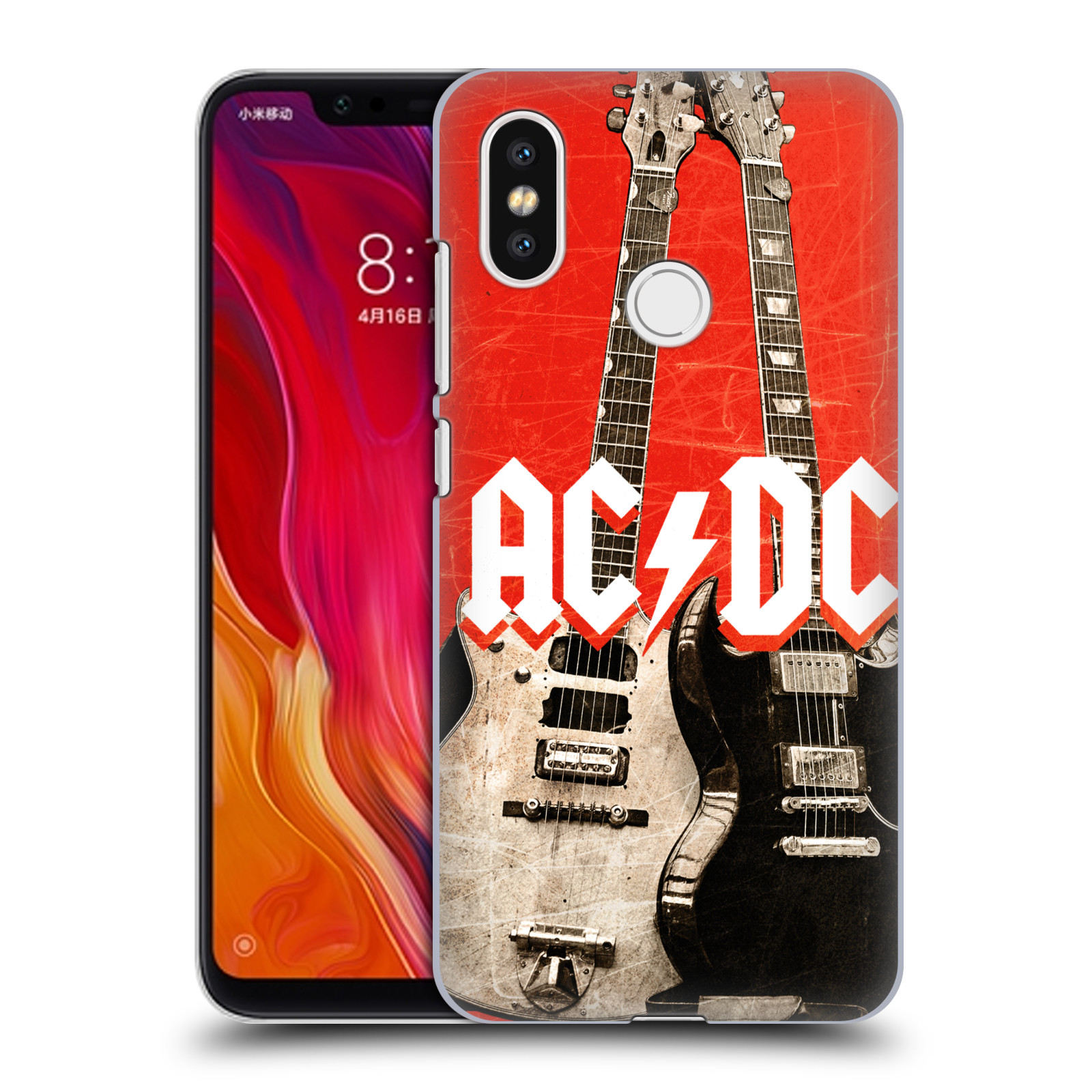 HEAD CASE plastový obal na mobil Xiaomi Mi 8 rocková skupina ACDC kytara červená