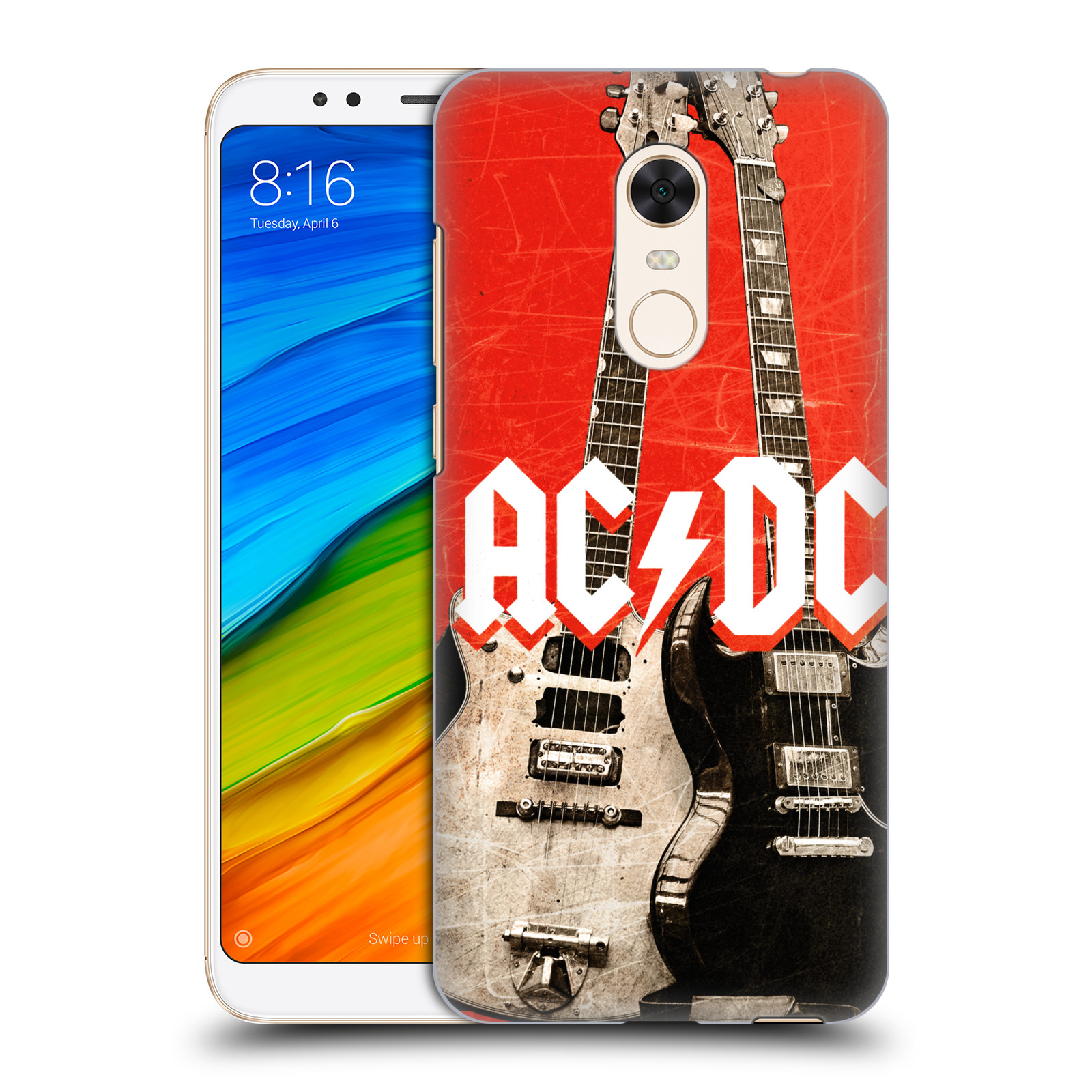HEAD CASE plastový obal na mobil Xiaomi Redmi 5 PLUS rocková skupina ACDC kytara červená