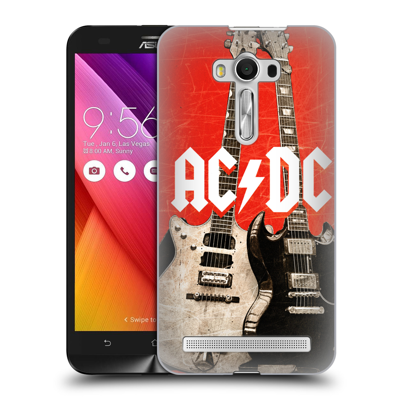 HEAD CASE plastový obal na mobil Asus Zenfone 2 LASER (5,5 displej ZE550KL) rocková skupina ACDC kytara červená