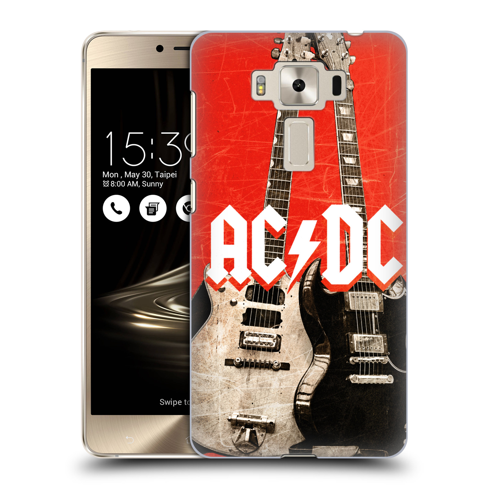 HEAD CASE plastový obal na mobil Asus Zenfone 3 DELUXE ZS550KL rocková skupina ACDC kytara červená