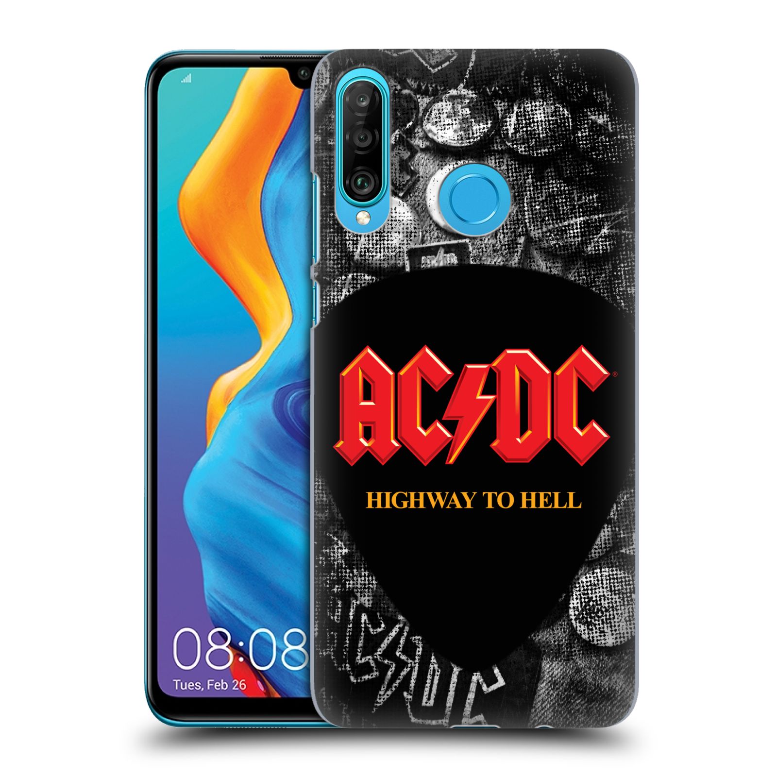Pouzdro na mobil Huawei P30 LITE - HEAD CASE - rocková skupina ACDC logo Highway to Hell trsátko