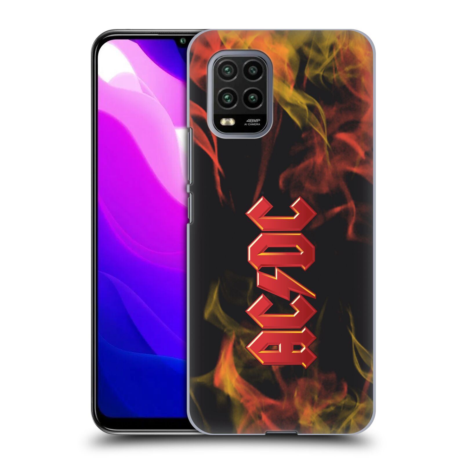Zadní kryt, obal na mobil Xiaomi Mi 10 LITE rocková skupina ACDC logo plameny