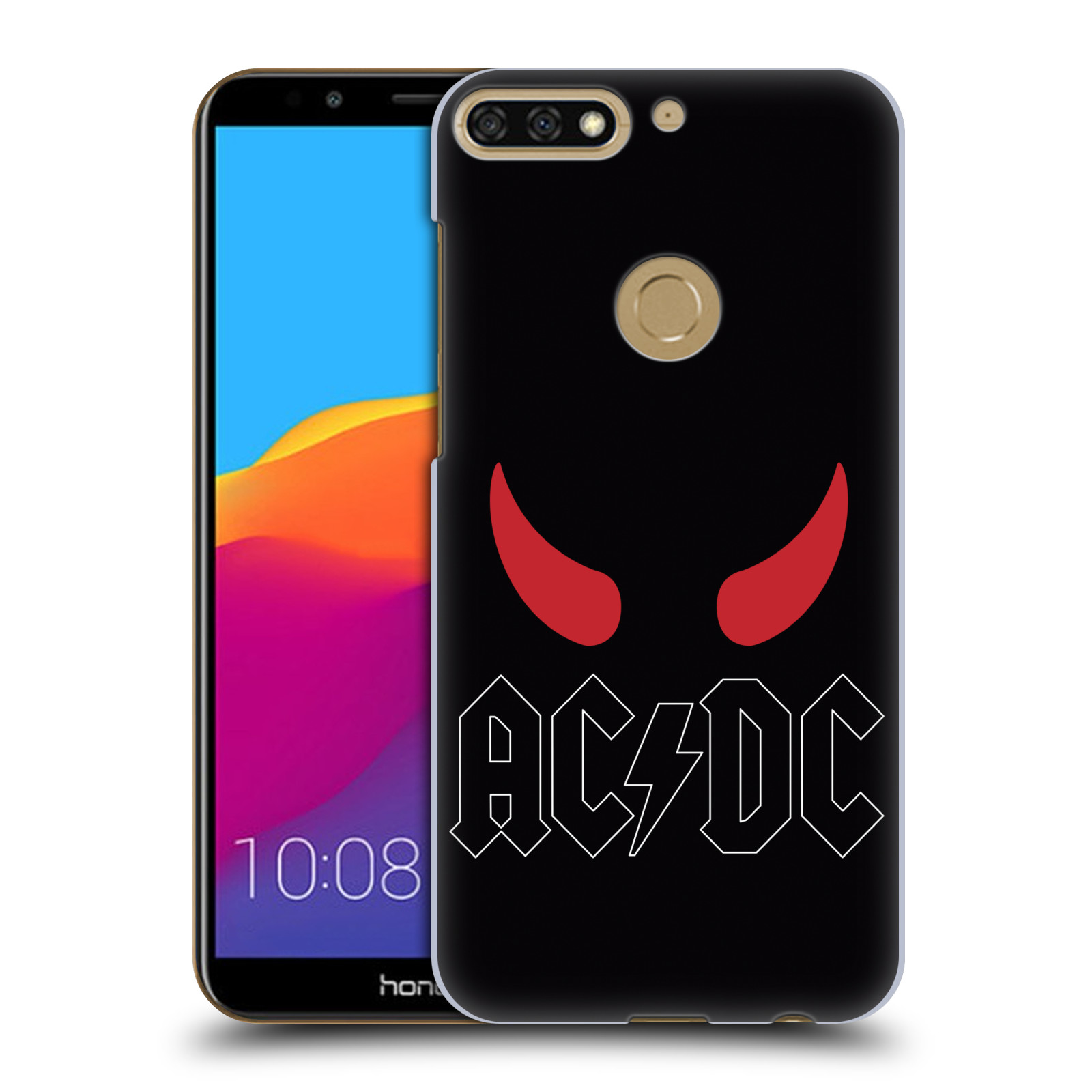 HEAD CASE plastový obal na mobil Honor 7c rocková skupina ACDC logo červené rohy