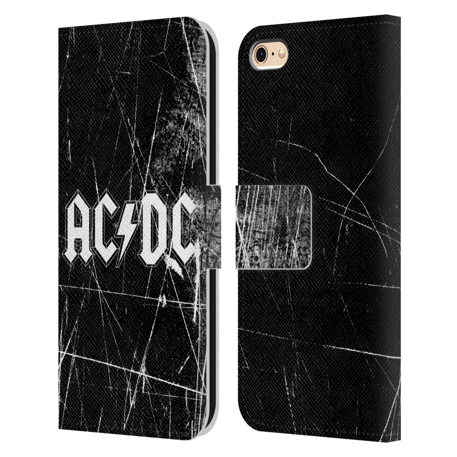 Pouzdro na mobil Apple Iphone 6 / 6S - HEAD CASE - Rocková skupin ACDC - černobílý nadpis
