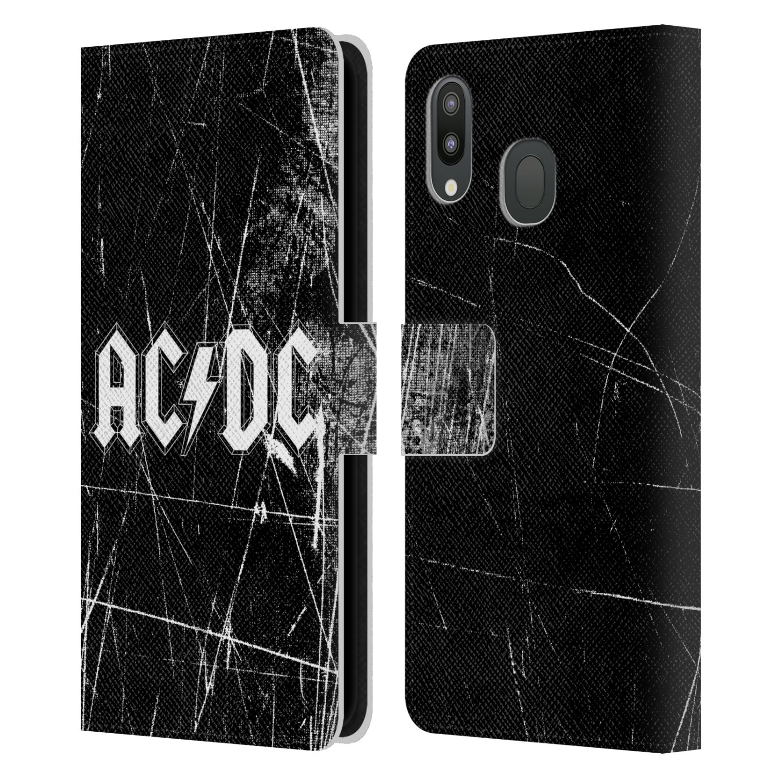 Pouzdro na mobil Samsung Galaxy M20 - HEAD CASE - Rocková skupin ACDC - černobílý nadpis