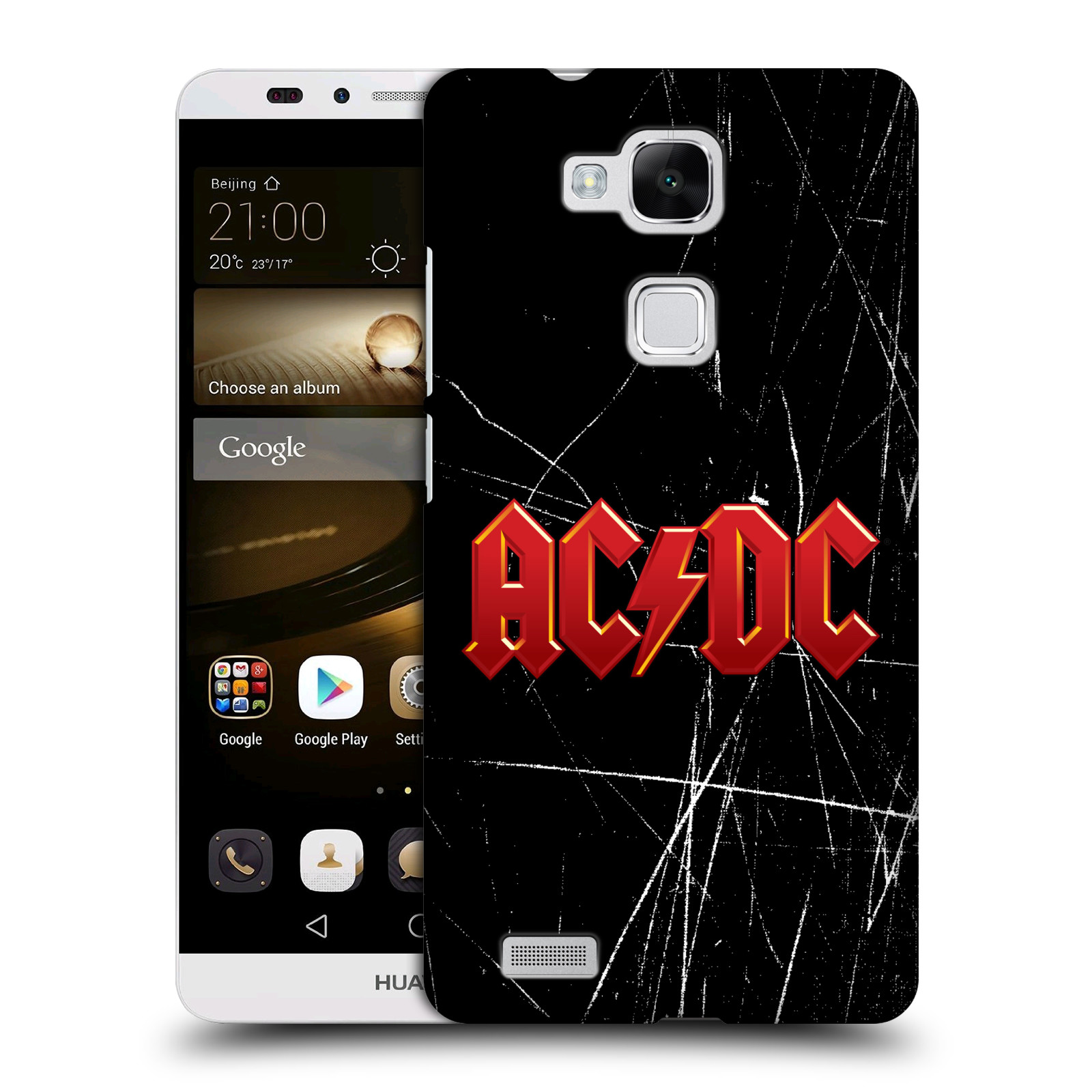 HEAD CASE plastový obal na mobil Huawei Mate 7 rocková skupina ACDC červený nadpis logo