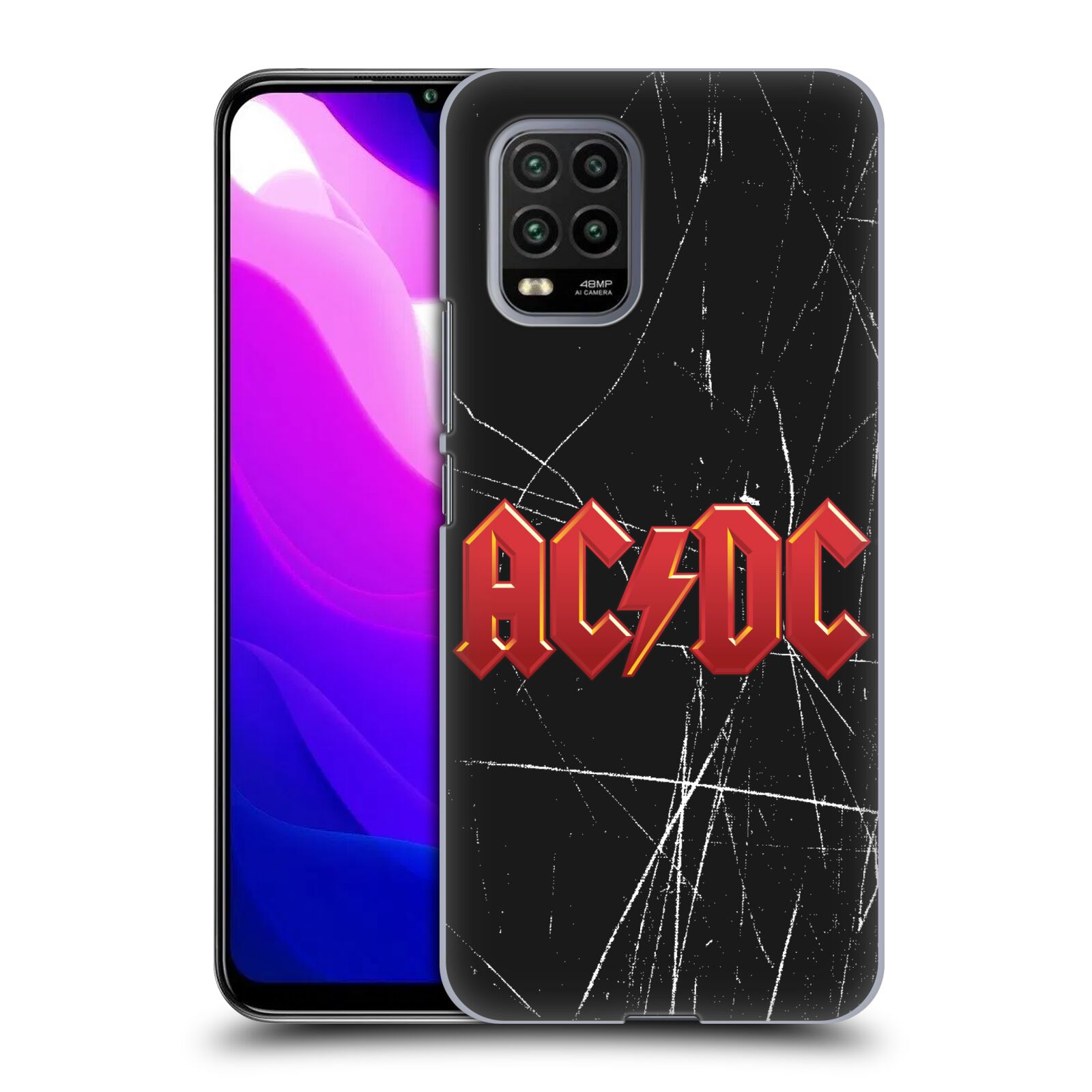 Zadní kryt, obal na mobil Xiaomi Mi 10 LITE rocková skupina ACDC červený nadpis logo