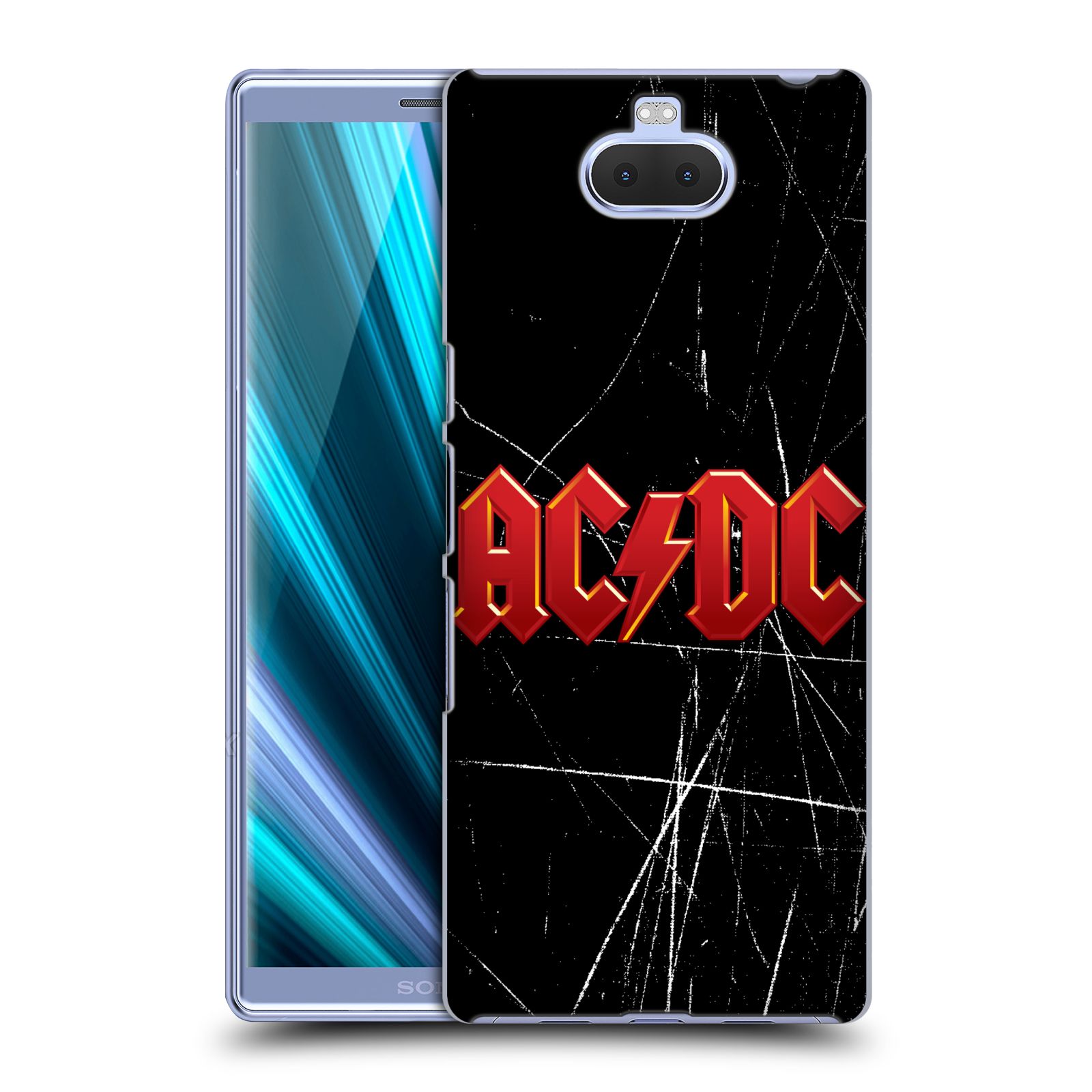 Pouzdro na mobil Sony Xperia 10 Plus - Head Case - rocková skupina ACDC červený nadpis logo