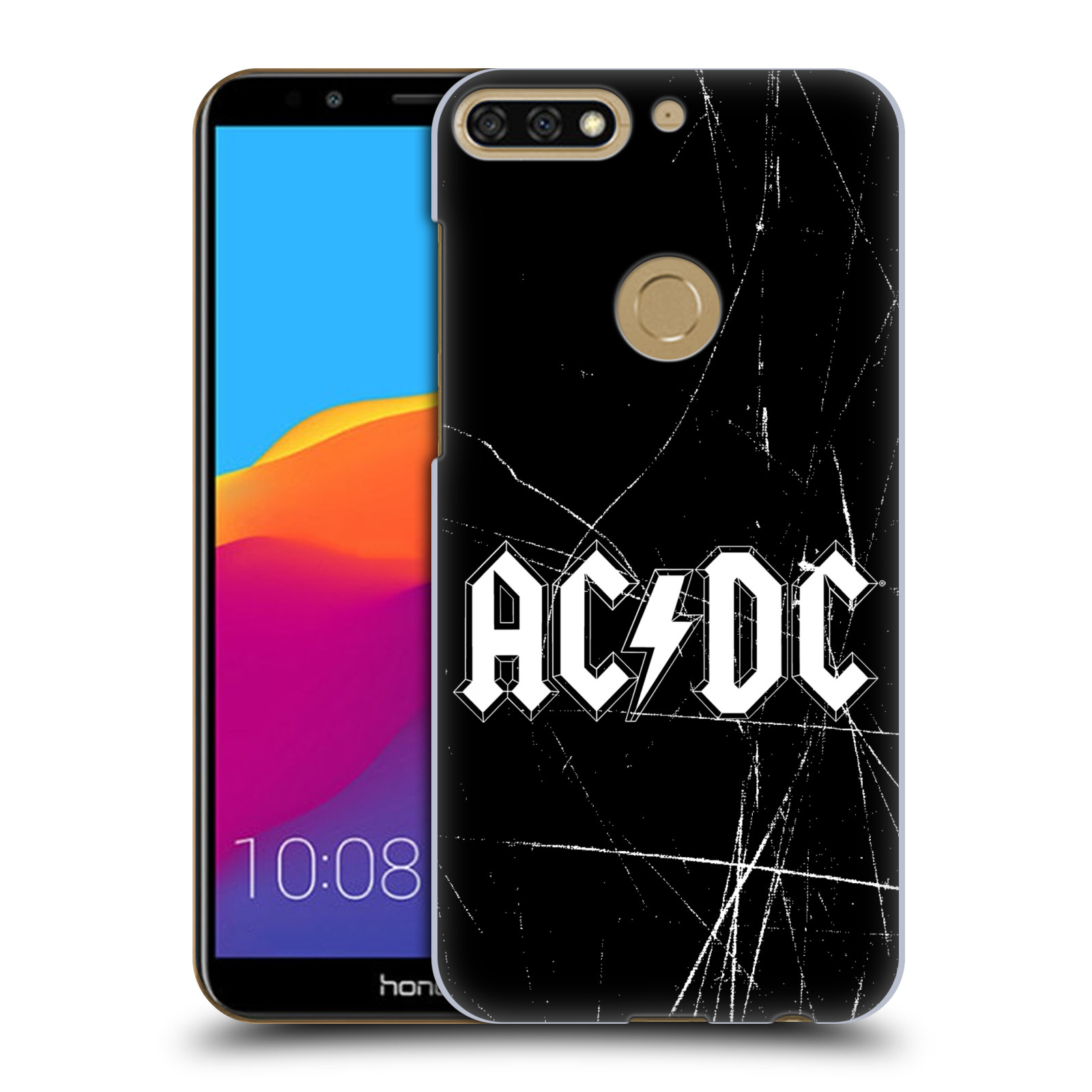 HEAD CASE plastový obal na mobil Honor 7c rocková skupina ACDC bílý nadpis logo