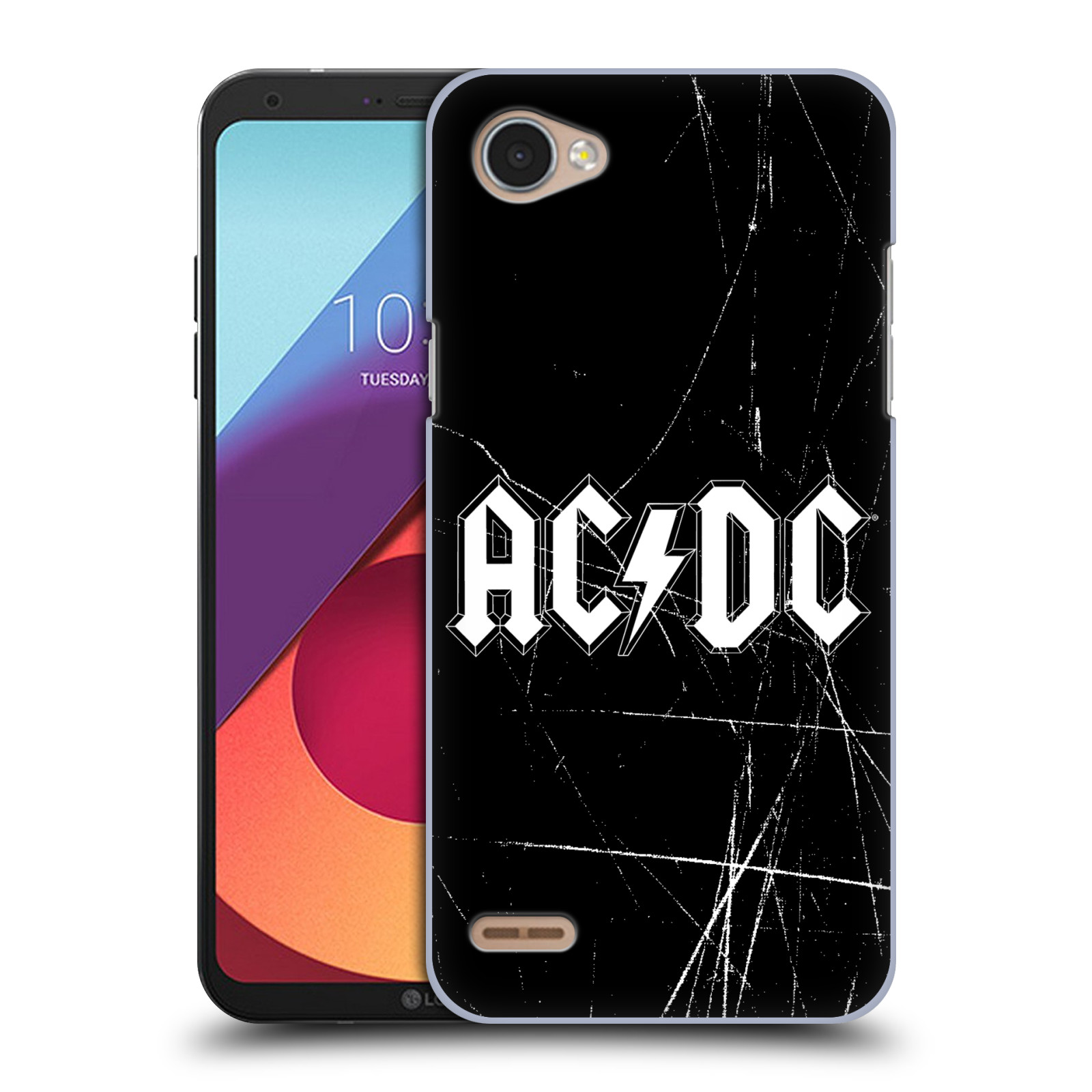 HEAD CASE plastový obal na mobil LG Q6 / Q6 PLUS rocková skupina ACDC bílý nadpis logo