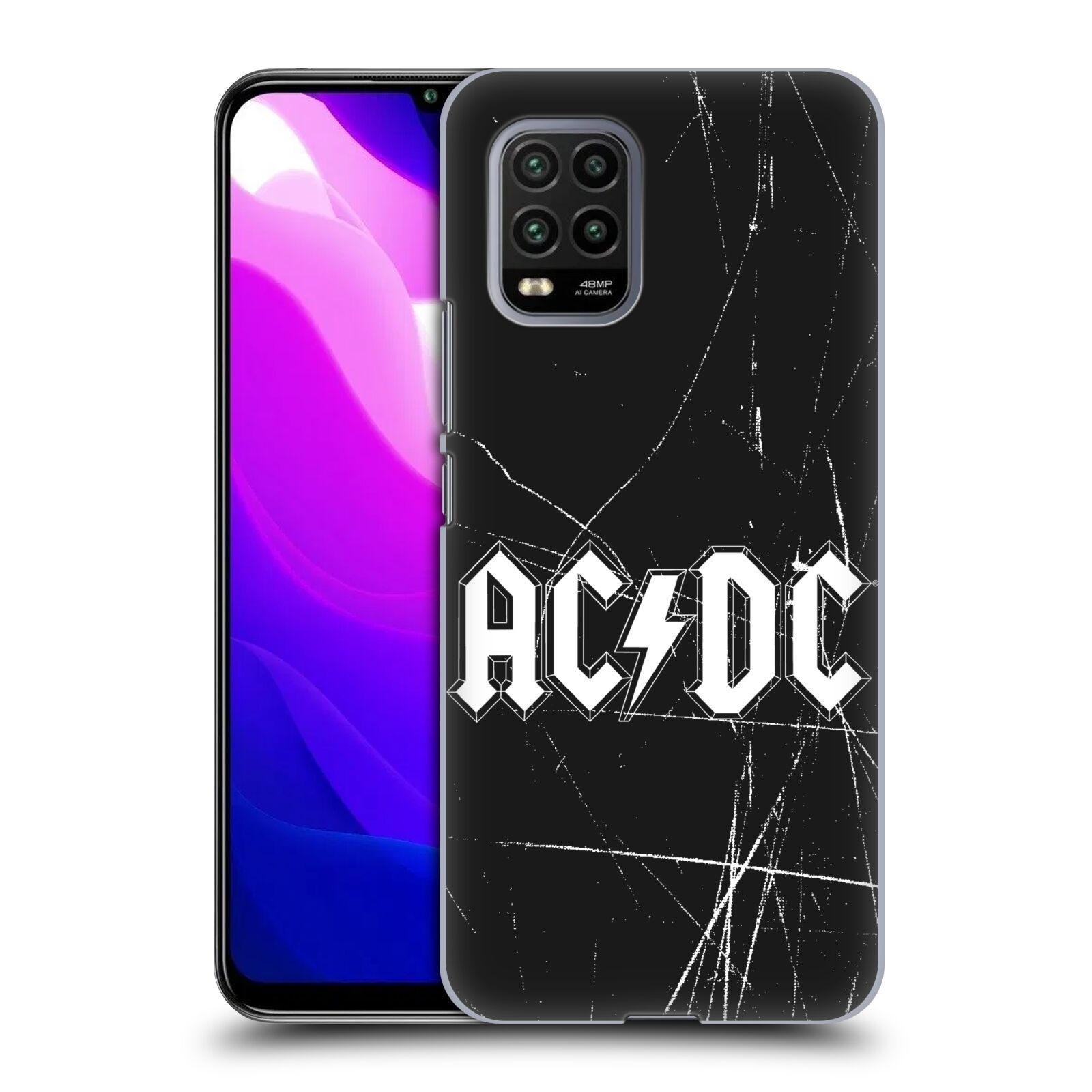 Zadní kryt, obal na mobil Xiaomi Mi 10 LITE rocková skupina ACDC bílý nadpis logo