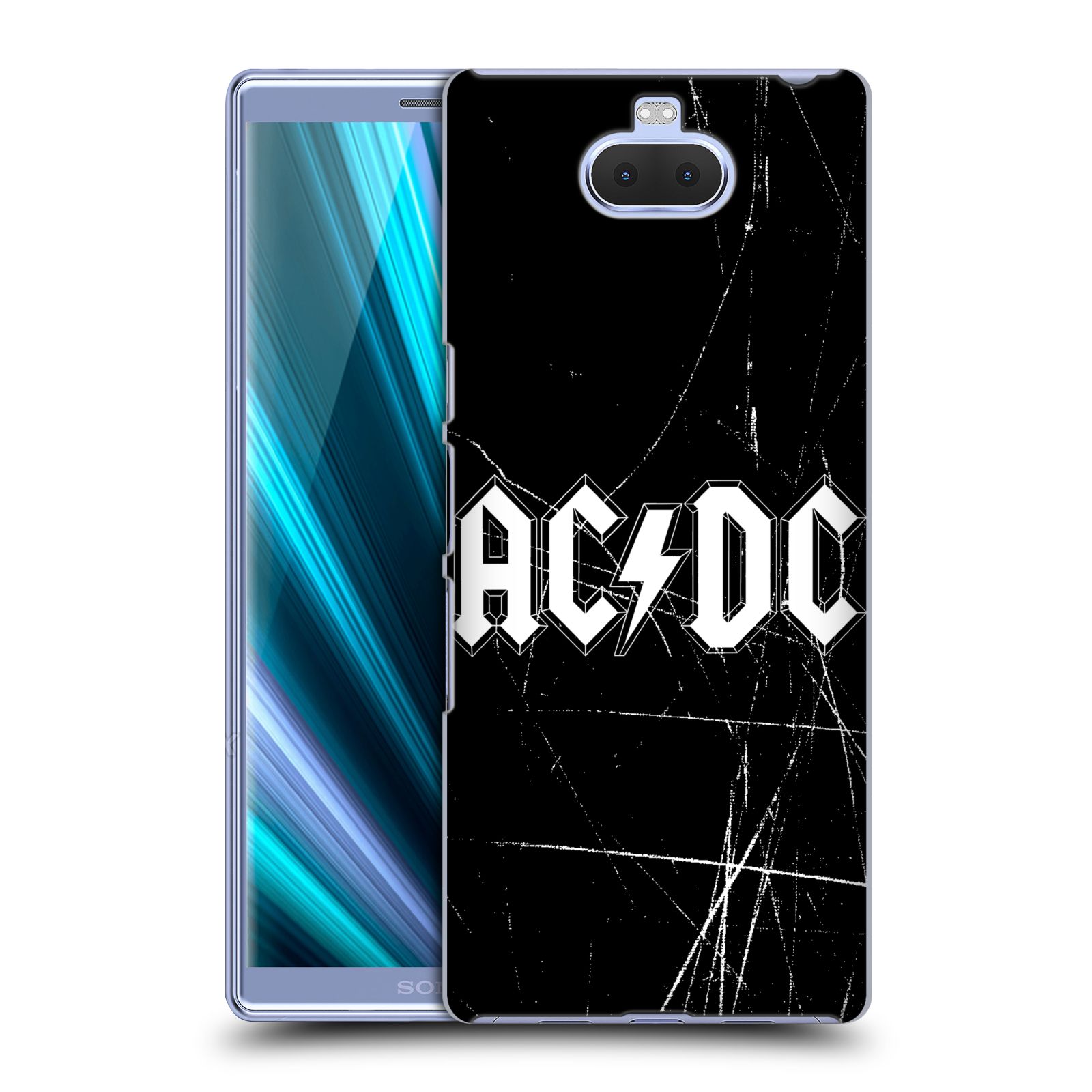Pouzdro na mobil Sony Xperia 10 Plus - Head Case - rocková skupina ACDC bílý nadpis logo