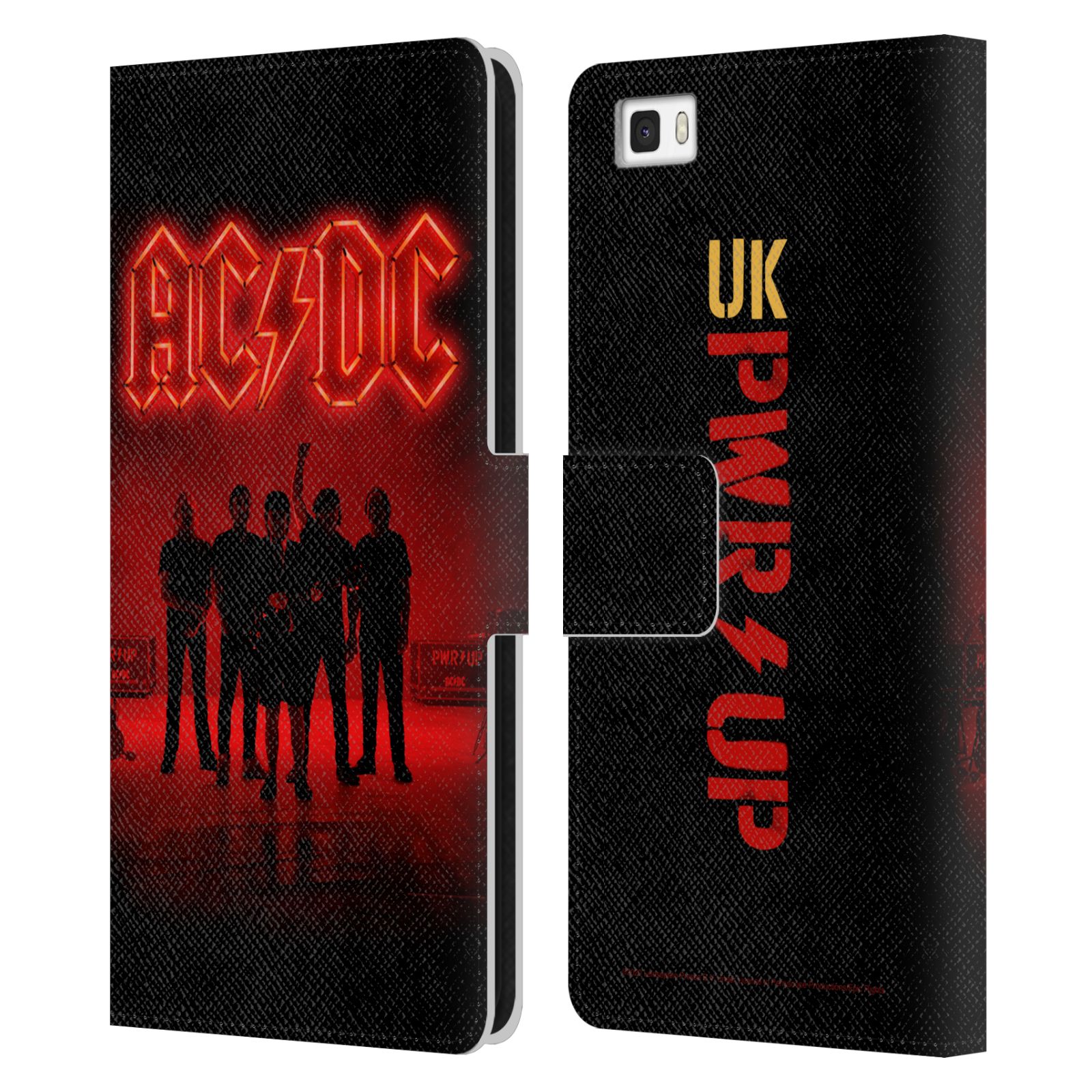 Pouzdro na mobil Huawei P8 LITE - HEAD CASE - Rocková skupin ACDC - Neonový nadpis siluety
