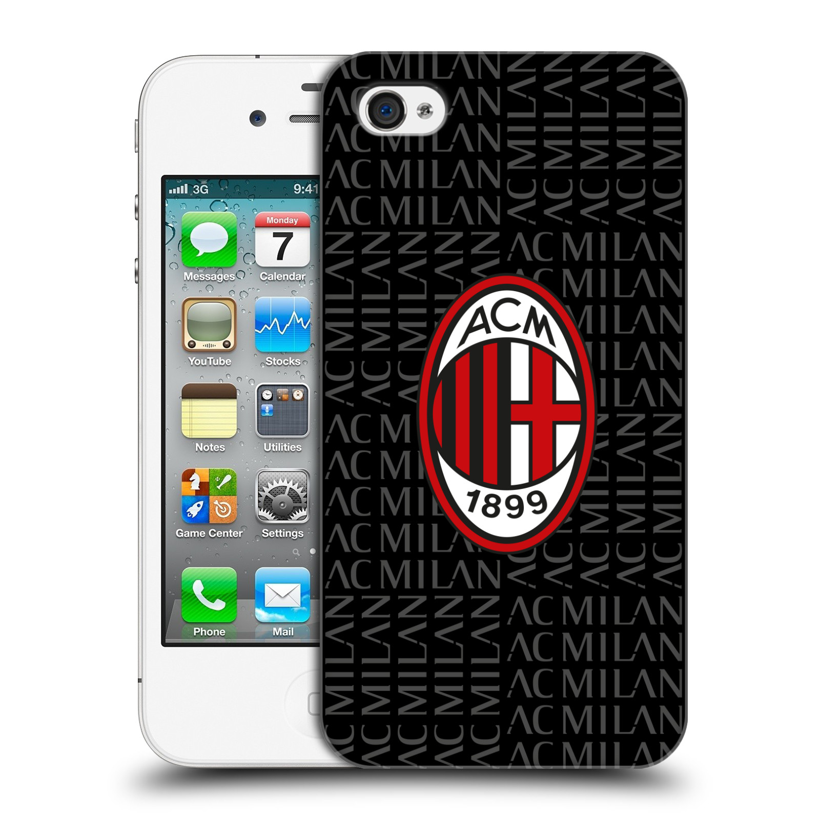Zadní obal pro mobil Apple Iphone 4/4S - HEAD CASE - Fotbal - Ac Milan červená a šedá