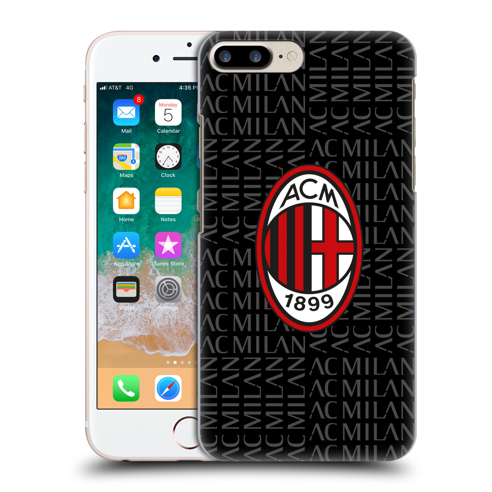 Zadní obal pro mobil Apple Iphone 7+ /  8+ - HEAD CASE - Fotbal - Ac Milan červená a šedá